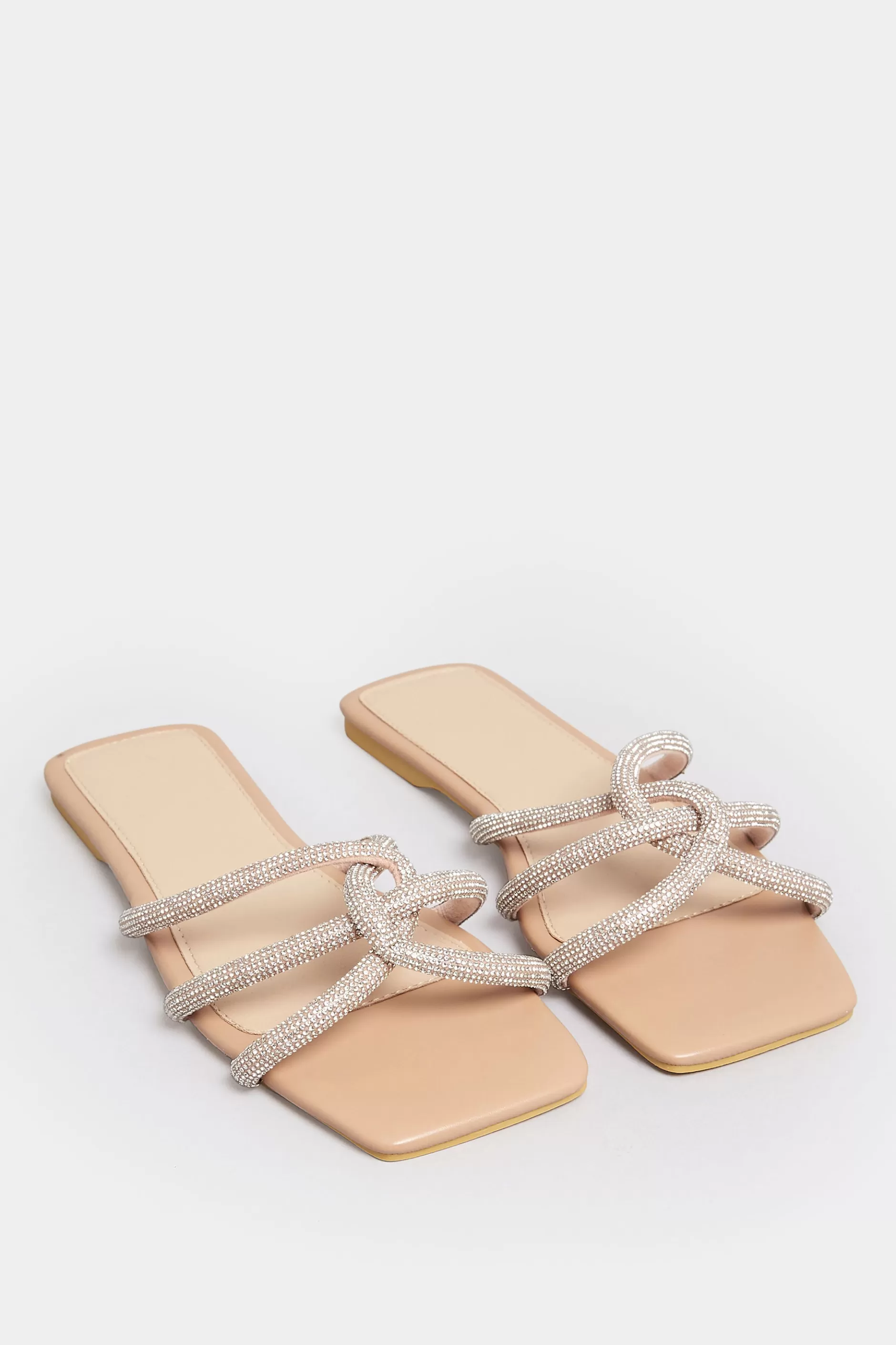 Women M&Co Mules & Sliders>Pixiegirl Pixiegirl Nude Diamante Strap Mule Sandals In Standard Fit