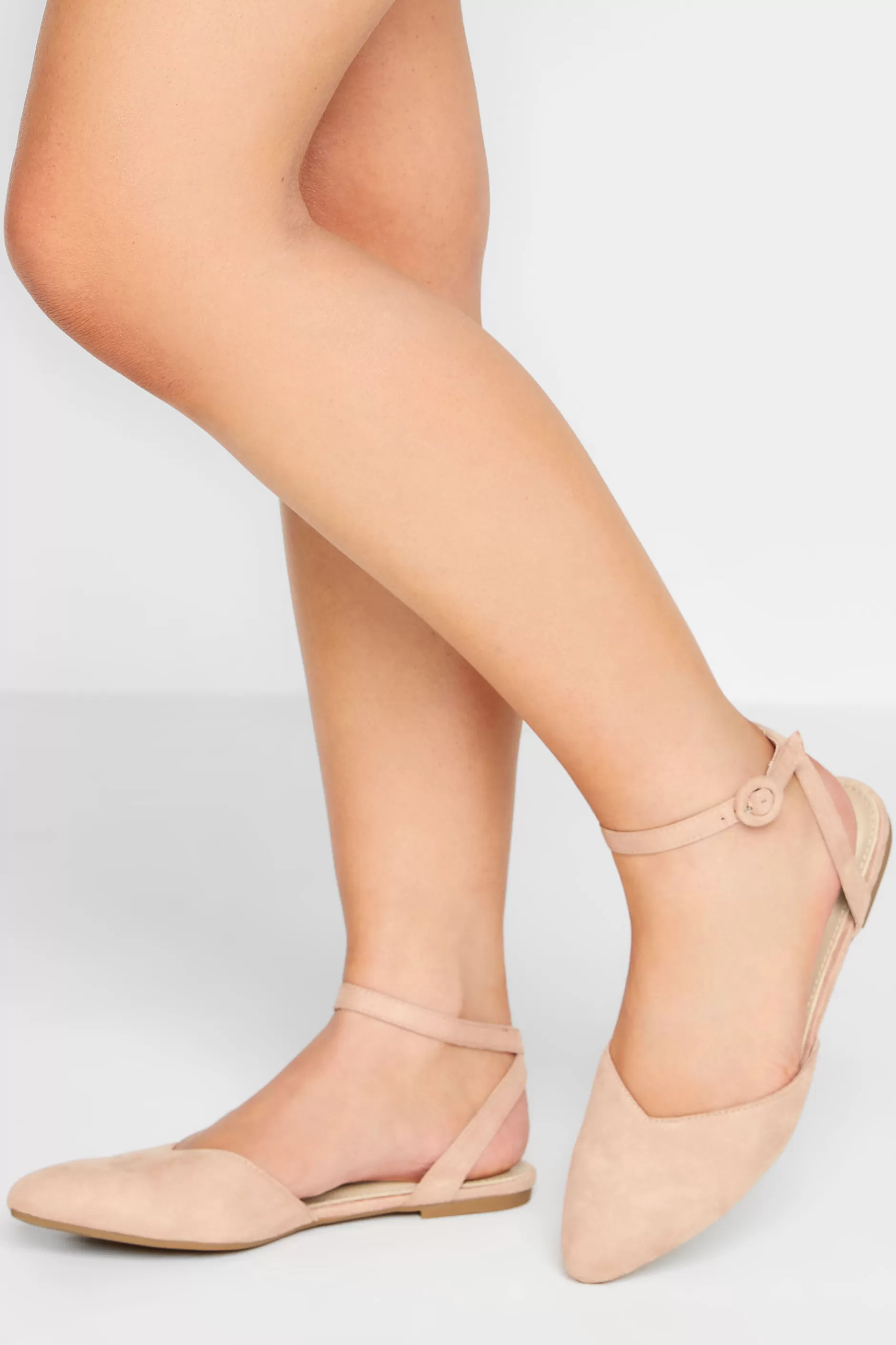 Women M&Co Flat Shoes>Pixiegirl Pixiegirl Nude Faux Suede Two Part Pointed Ballerina Pumps In Standard Fit