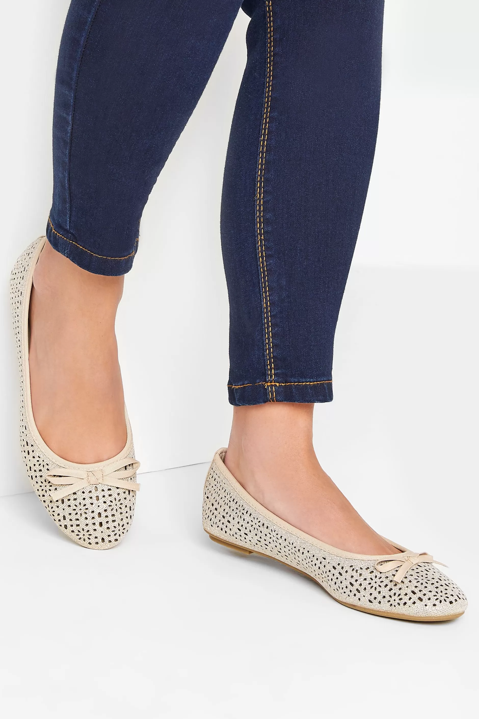 Women M&Co Flat Shoes>Pixiegirl Pixiegirl Nude Glitter Cut Out Ballerina Pumps In Standard Fit
