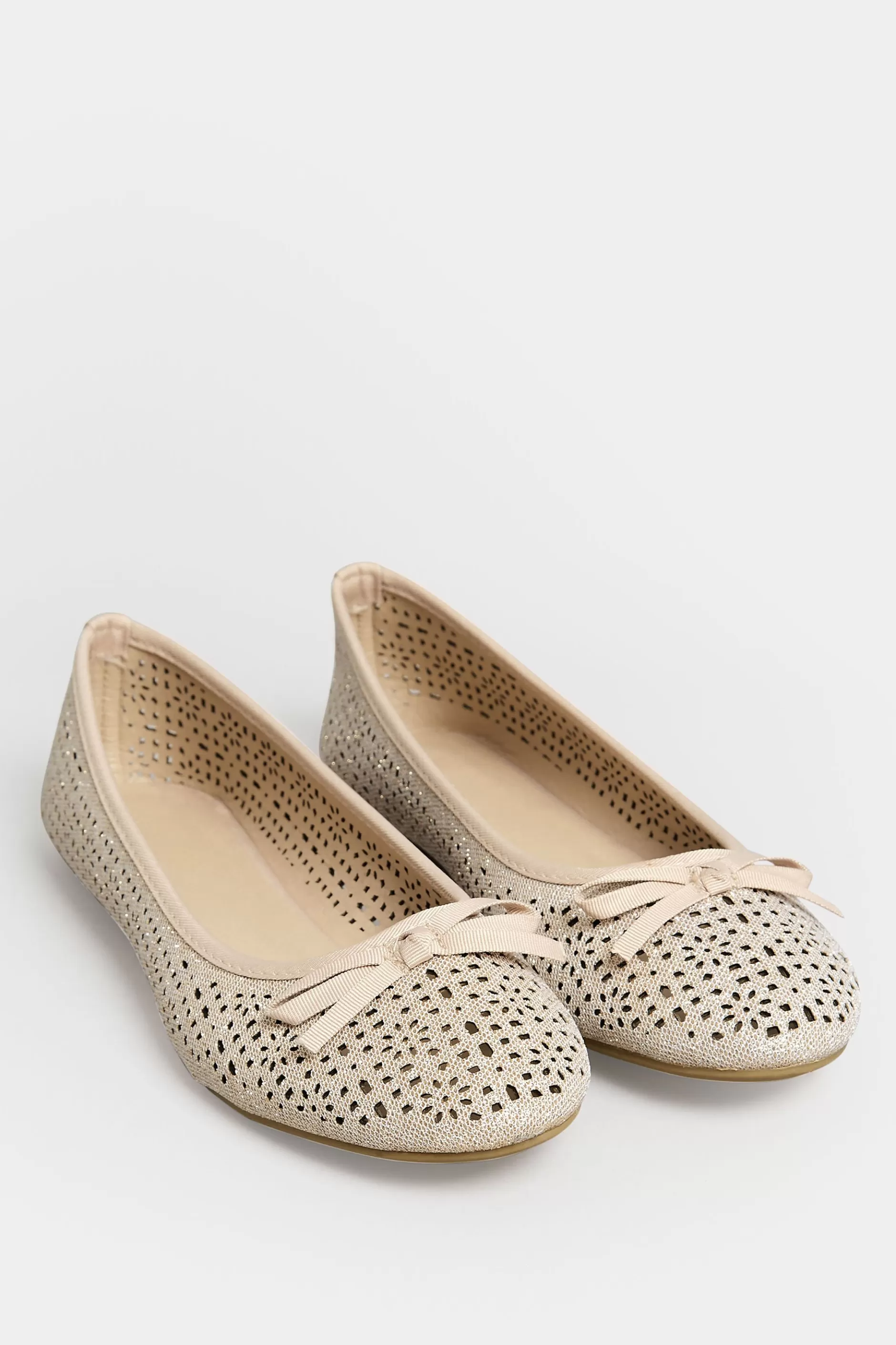 Women M&Co Flat Shoes>Pixiegirl Pixiegirl Nude Glitter Cut Out Ballerina Pumps In Standard Fit