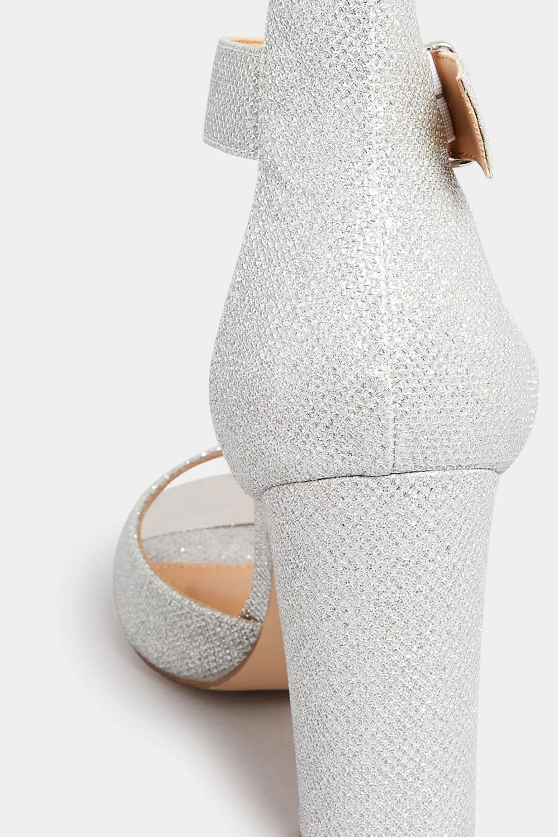 Women M&Co Heels>Pixiegirl Pixiegirl Silver Diamante Ankle Strap High Block Heels In Standard Fit