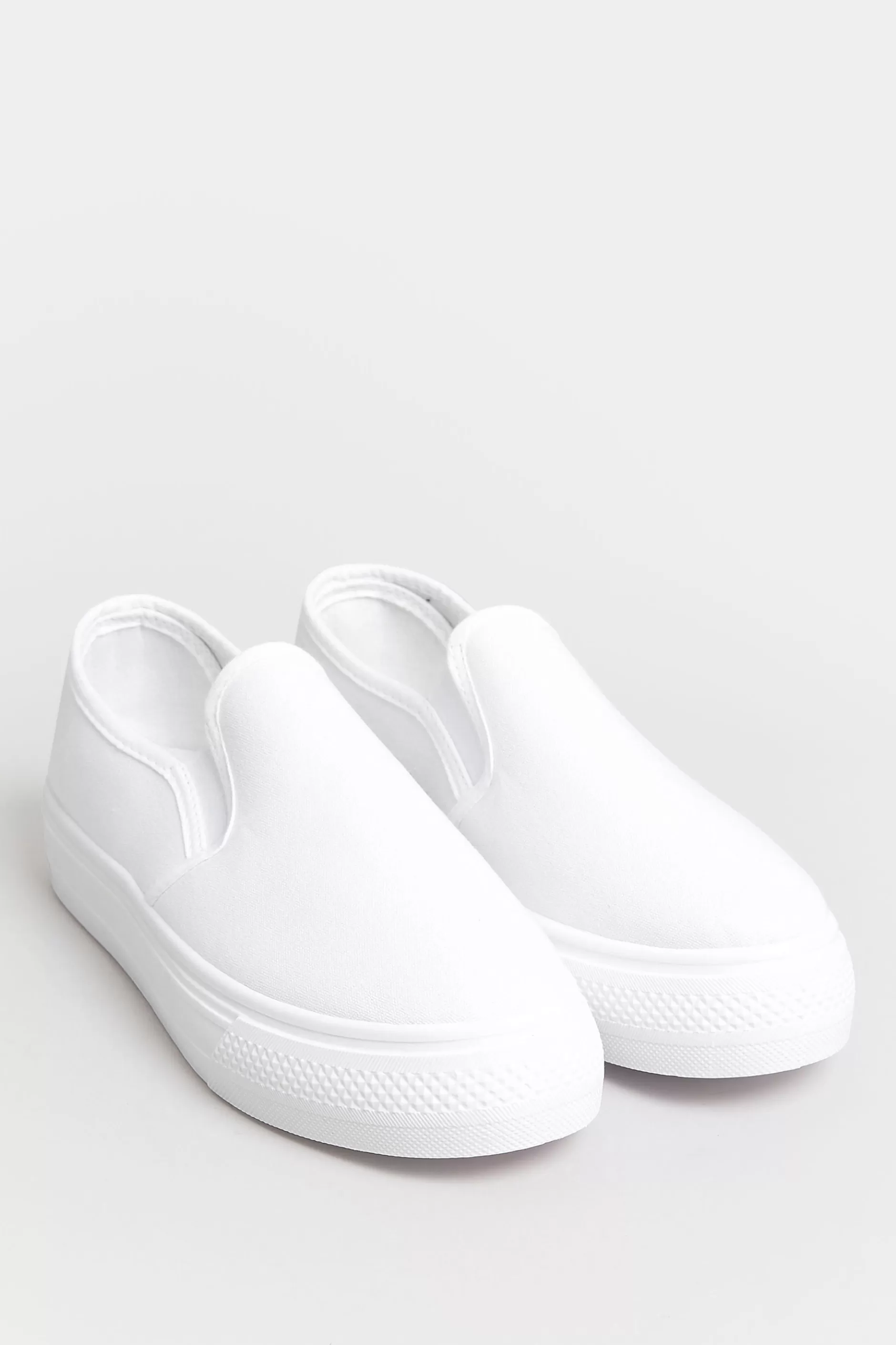 Women M&Co Flat Shoes>Pixiegirl Pixiegirl White Canvas Slip On Flatform Trainers In Standard Fit