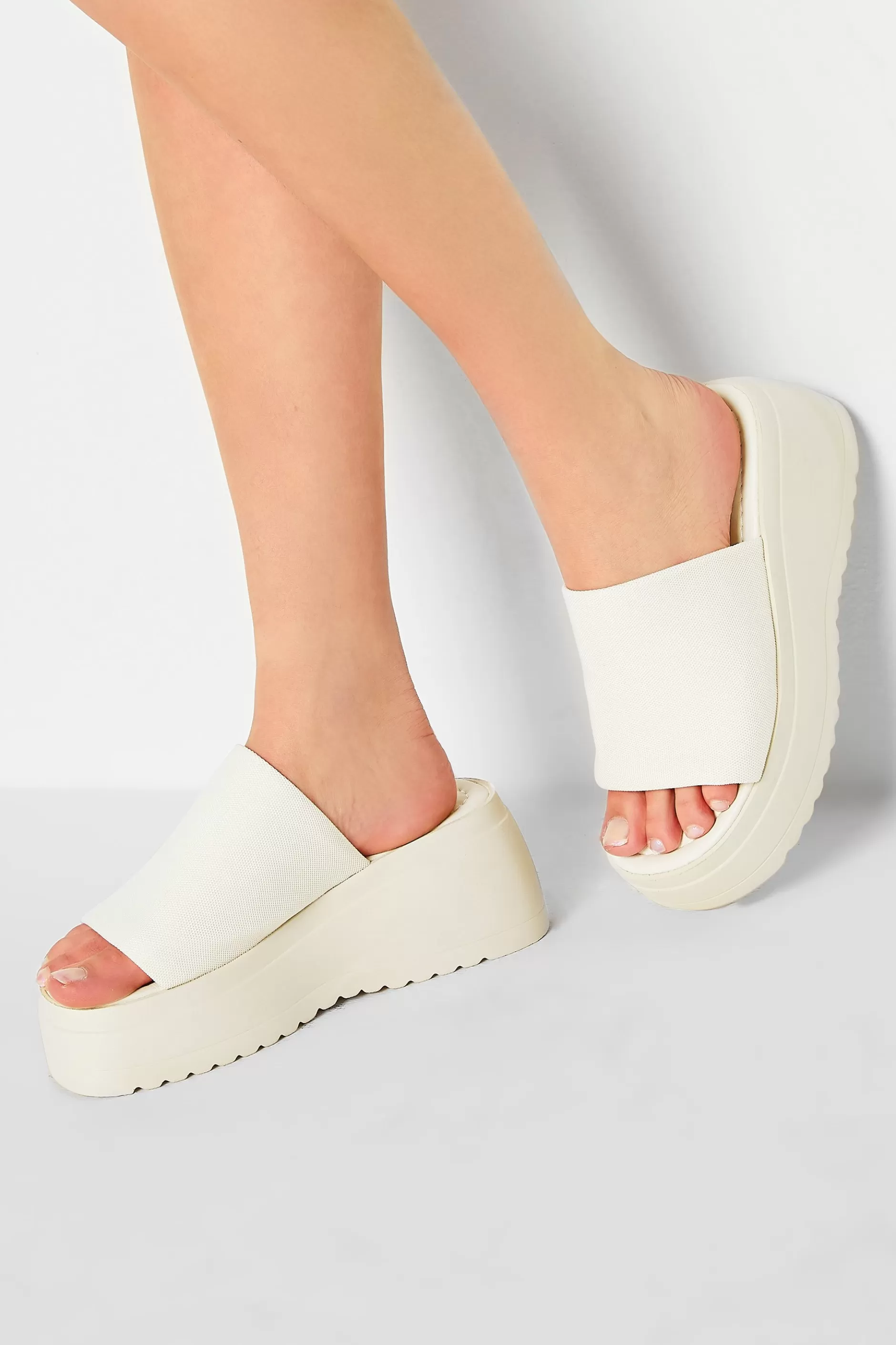 Women M&Co Flat Shoes>Pixiegirl Pixiegirl White Wedge Platform Mule Sandals In Standard Fit