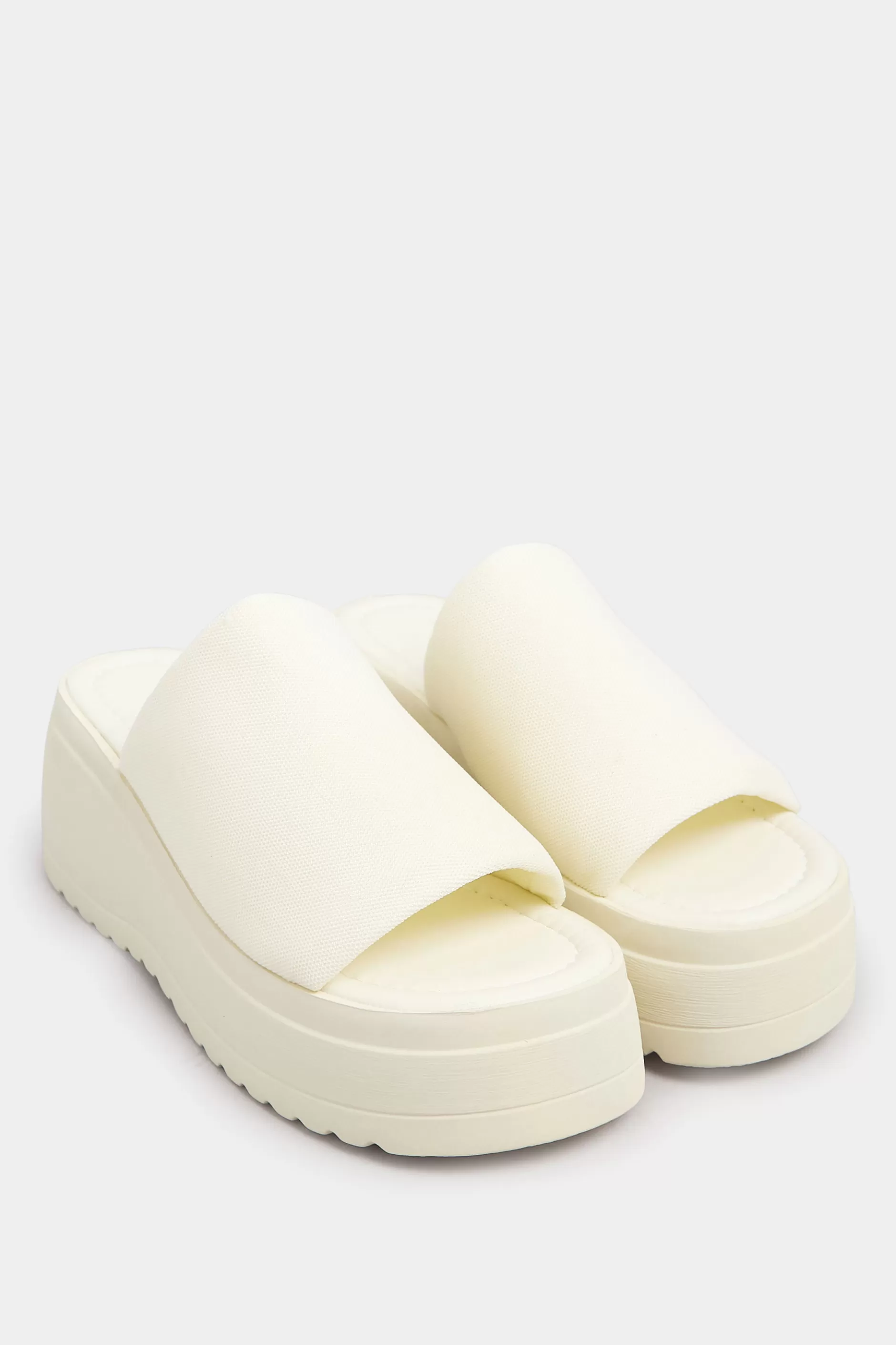 Women M&Co Flat Shoes>Pixiegirl Pixiegirl White Wedge Platform Mule Sandals In Standard Fit