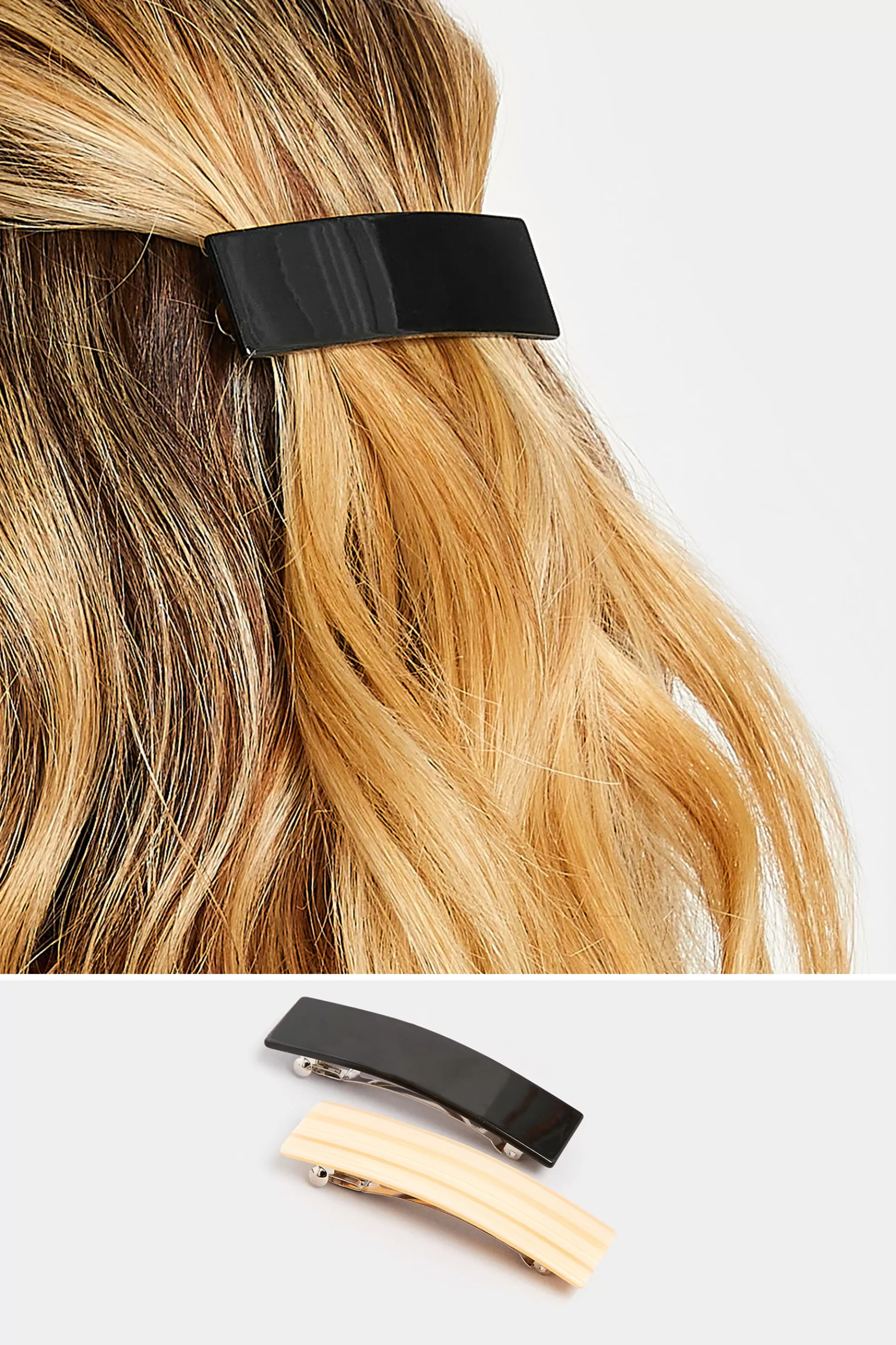 Women M&Co Hair Accessories>Yours Yours 2 Pack Black & Cream Hair Clips