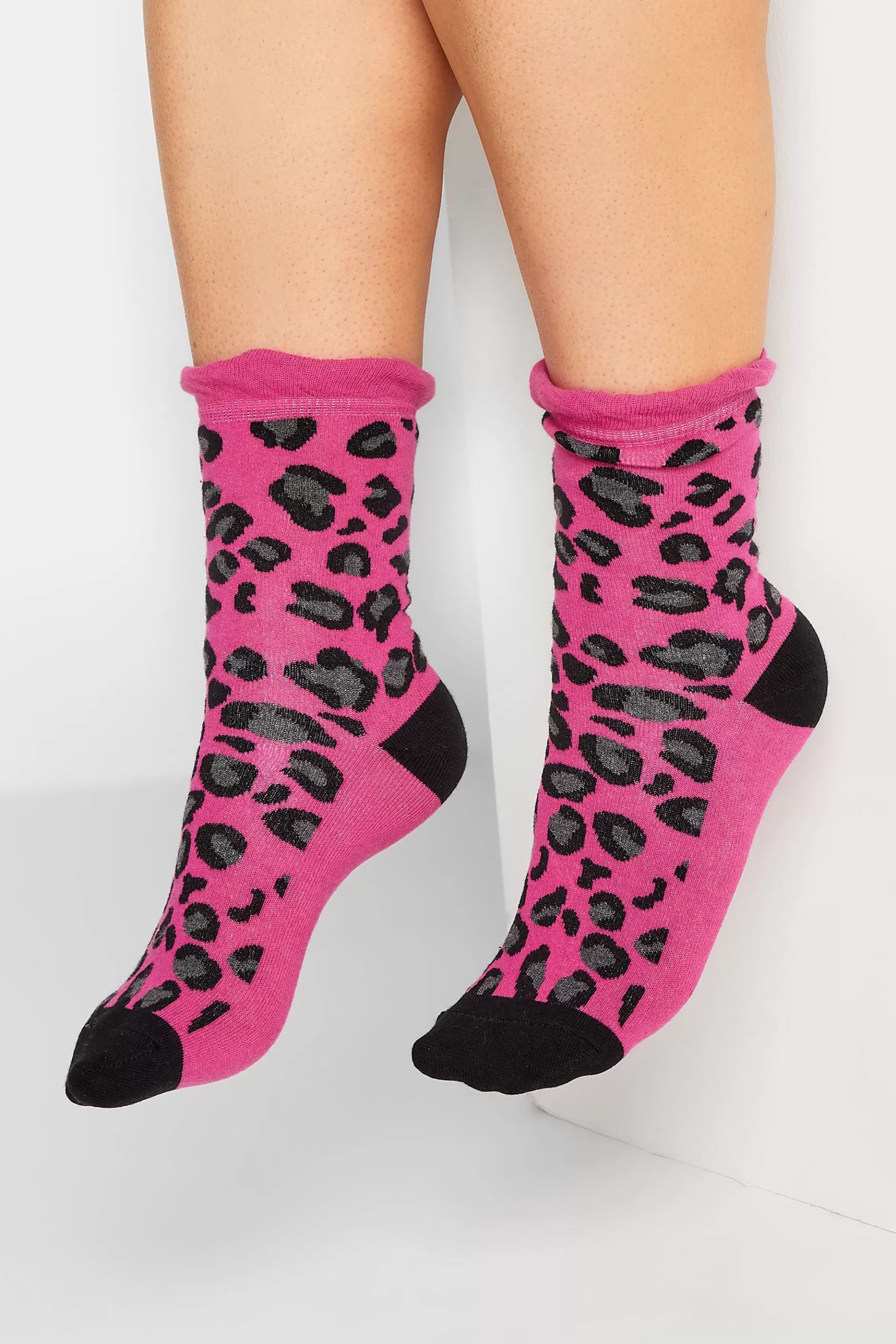 Women M&Co Socks>Yours Yours 4 Pack Black Mixed Animal Print Footbed Ankle Socks