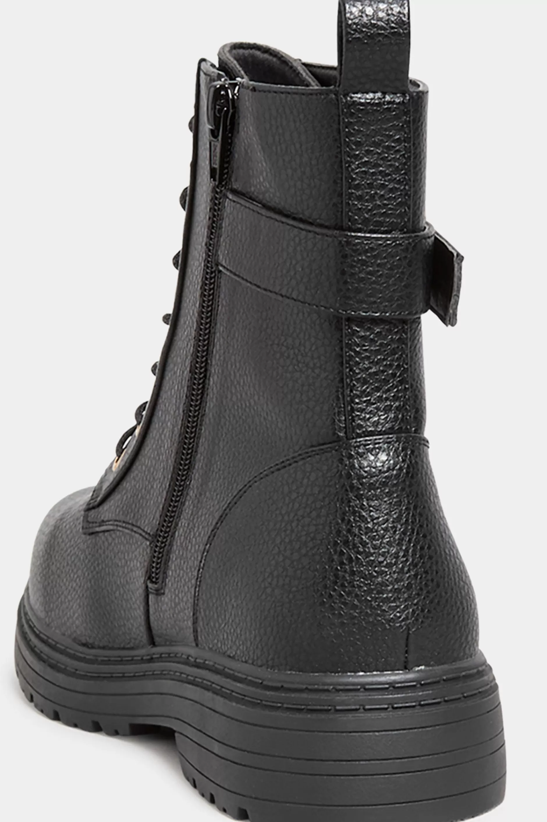 Women M&Co Boots>Yours Yours Black Buckle Lace Up Ankle Boots In Wide E Fit & Extra Wide Eee Fit