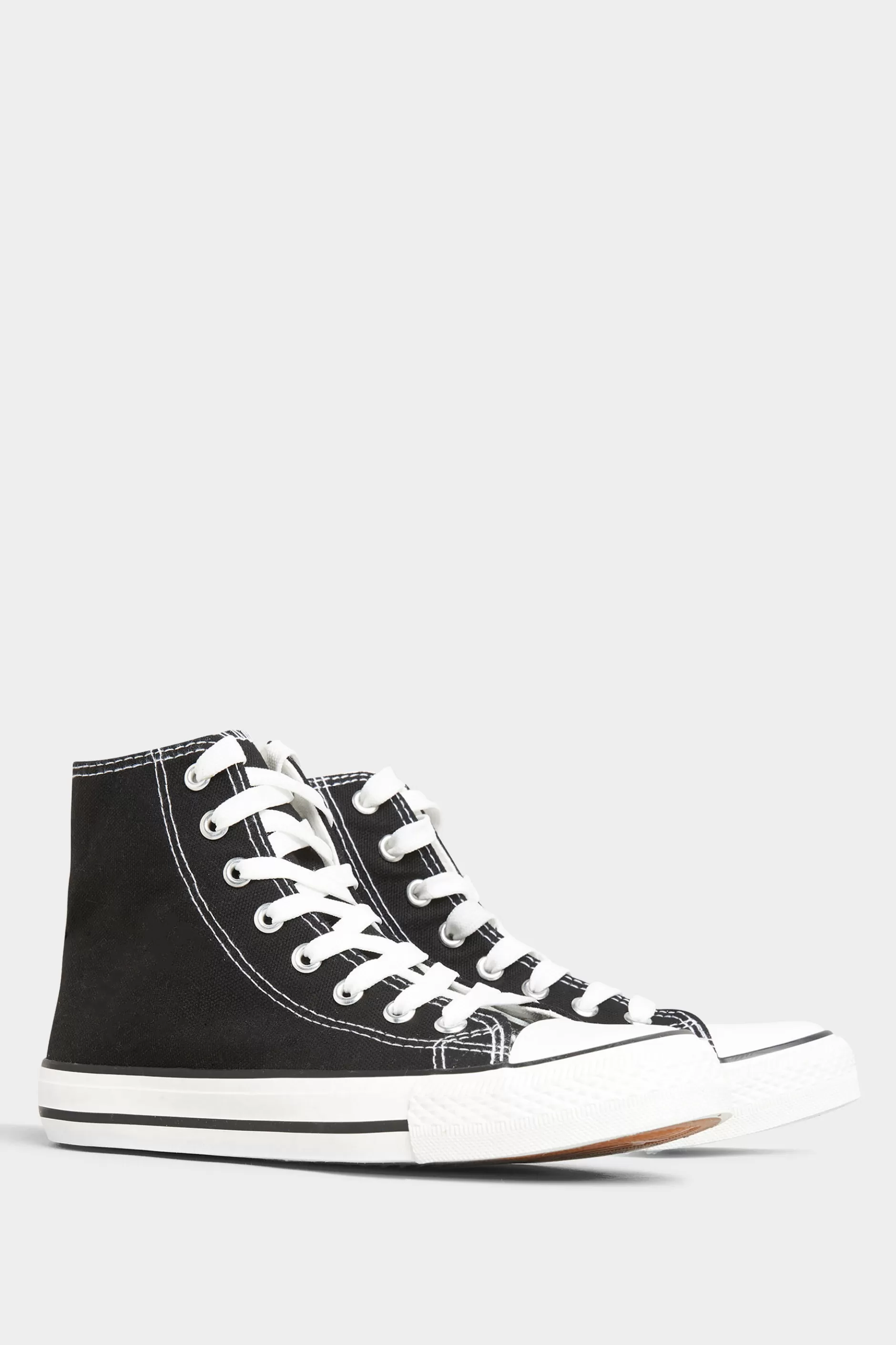 Women M&Co Flat Shoes>Yours Yours Black Canvas High Top Trainers In Wide E Fit