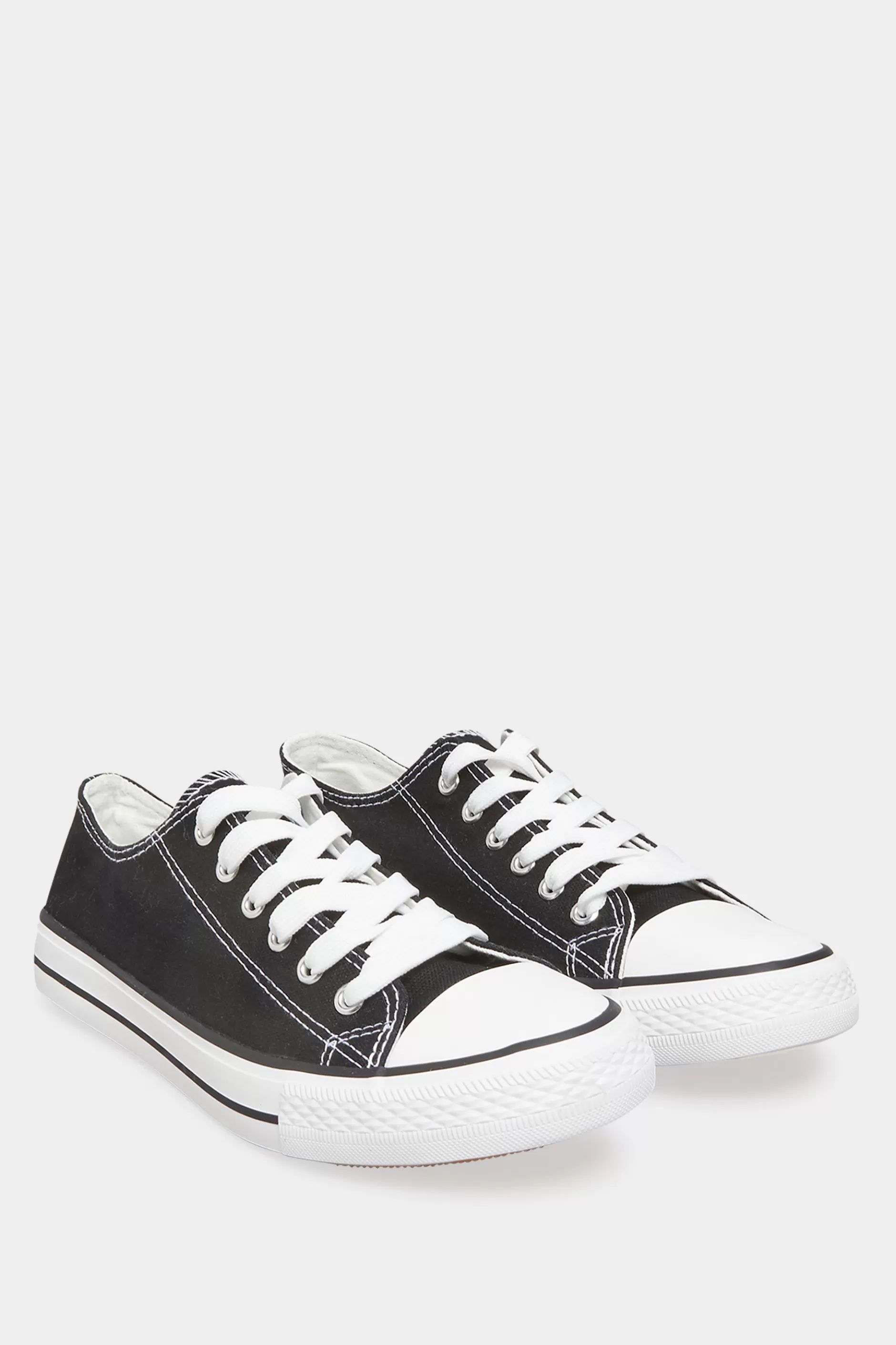 Women M&Co Flat Shoes>Yours Yours Black Canvas Low Trainers In Wide E Fit