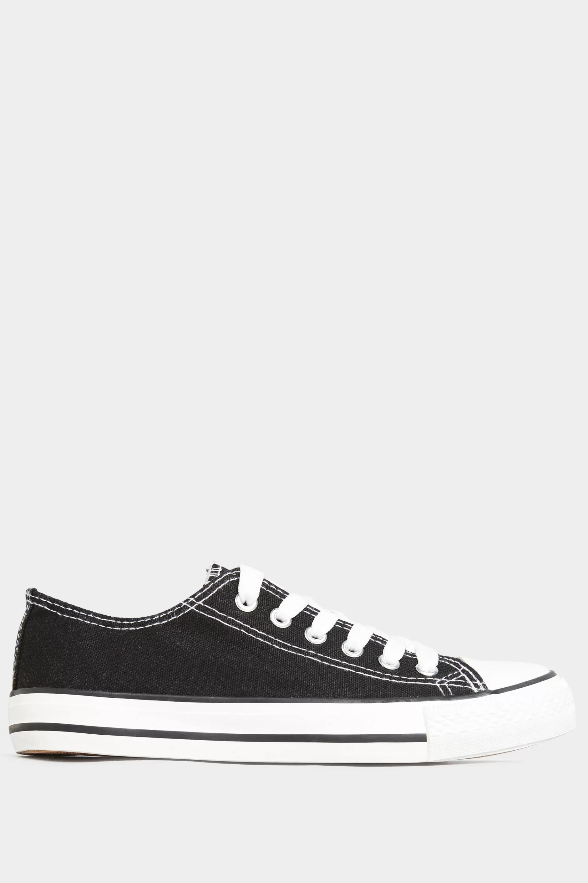 Women M&Co Flat Shoes>Yours Yours Black Canvas Low Trainers In Wide E Fit