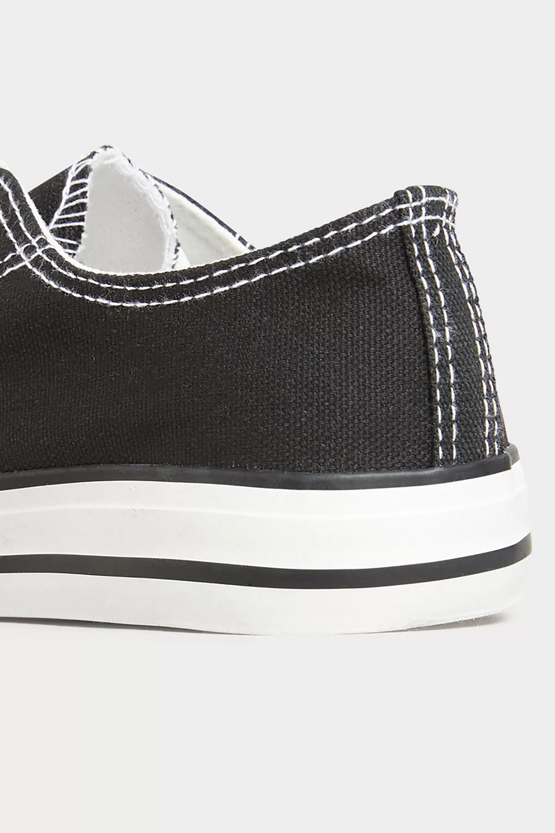 Women M&Co Flat Shoes>Yours Yours Black Canvas Low Trainers In Wide E Fit