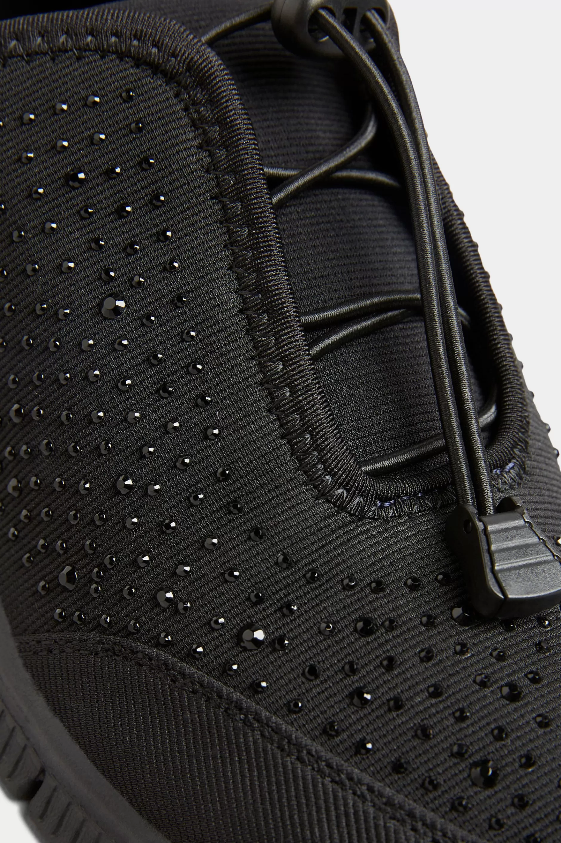 Women M&Co Flat Shoes>Yours Yours Black Embellished Drawcord Trainers In Wide E Fit & Extra Wide Eee Fit