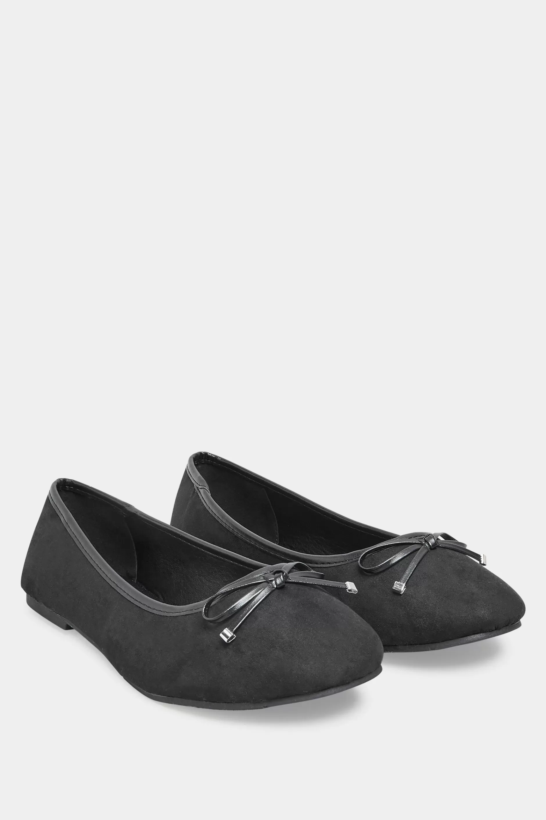Women M&Co Flat Shoes>Yours Yours Black Faux Suede Ballerina Pumps In Wide E Fit & Extra Wide Eee Fit