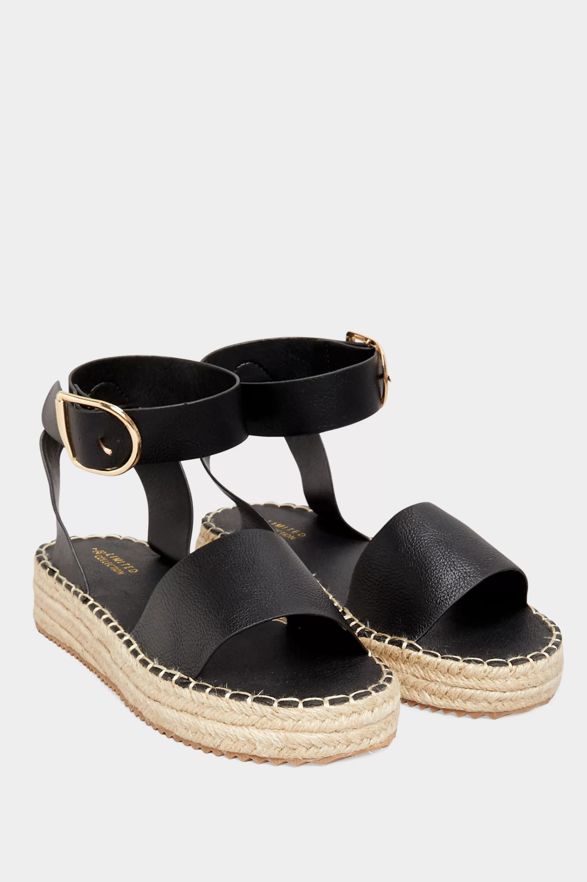 Women M&Co Flat Shoes>Yours Yours Black Flatform Espadrilles In Wide E Fit & Extra Wide Eee Fit