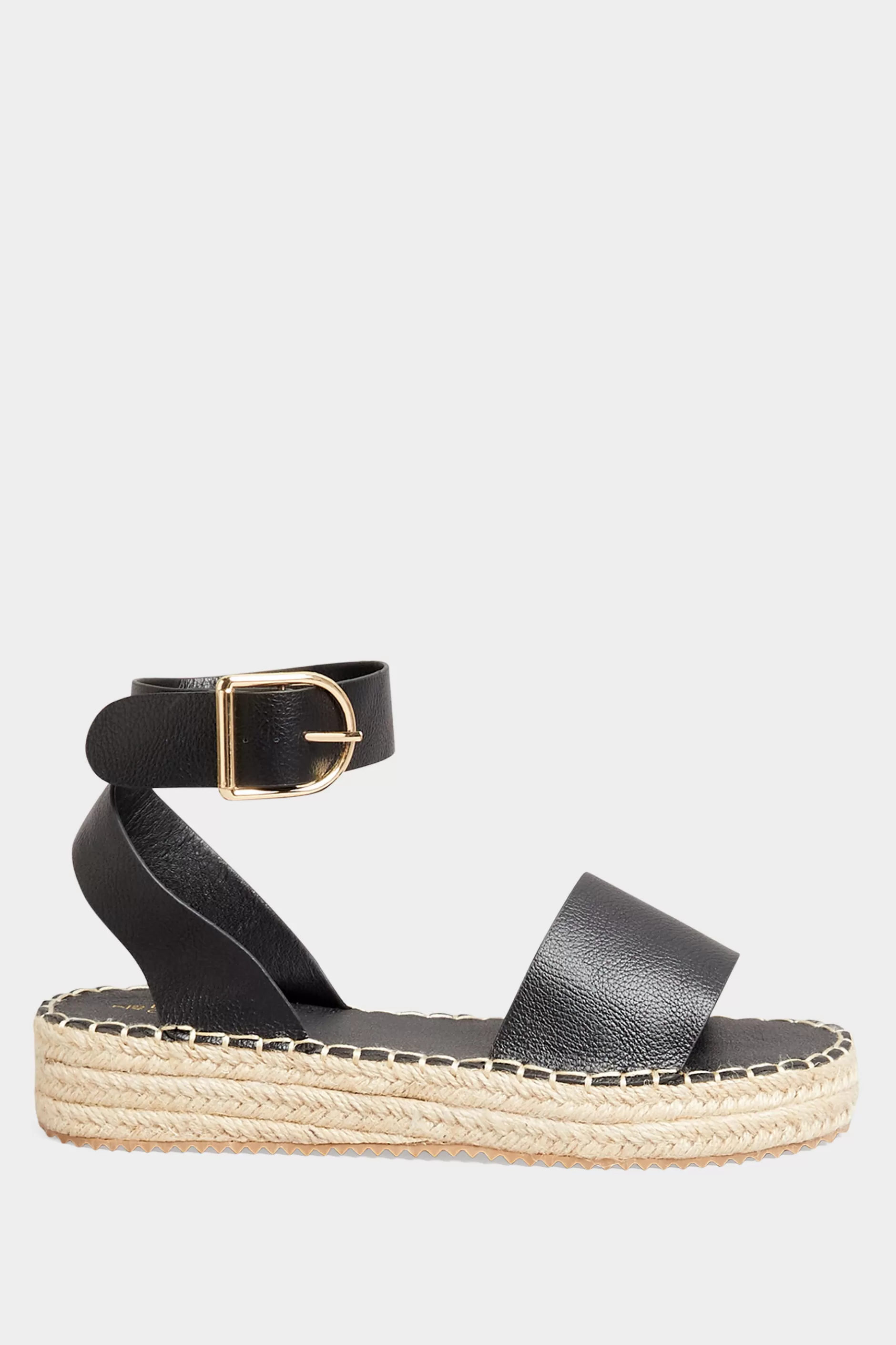 Women M&Co Flat Shoes>Yours Yours Black Flatform Espadrilles In Wide E Fit & Extra Wide Eee Fit