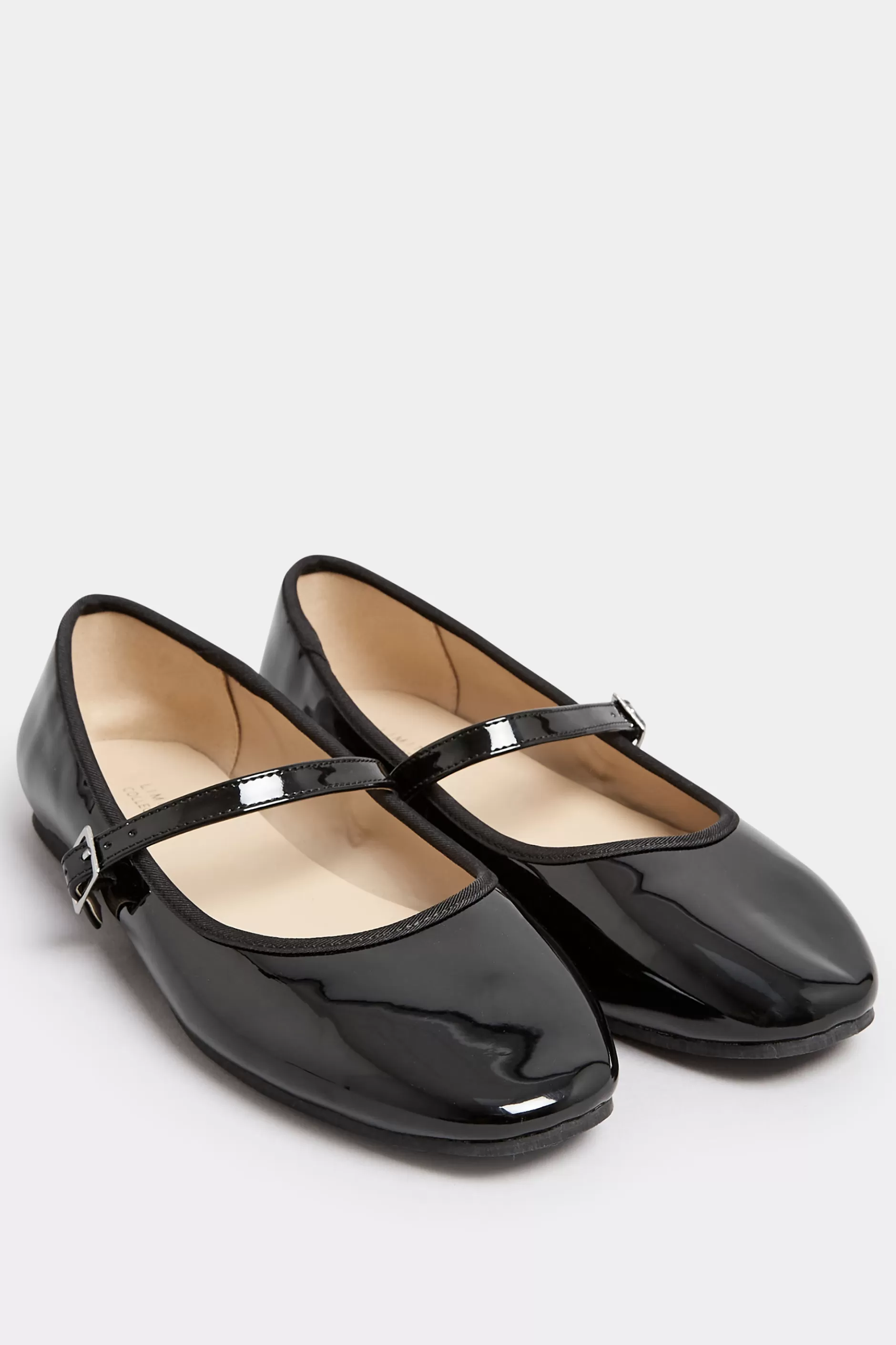 Women M&Co Flat Shoes>Yours Yours Black Patent Mary Jane Ballerina Pumps In Wide E Fit & Extra Wide Eee Fit