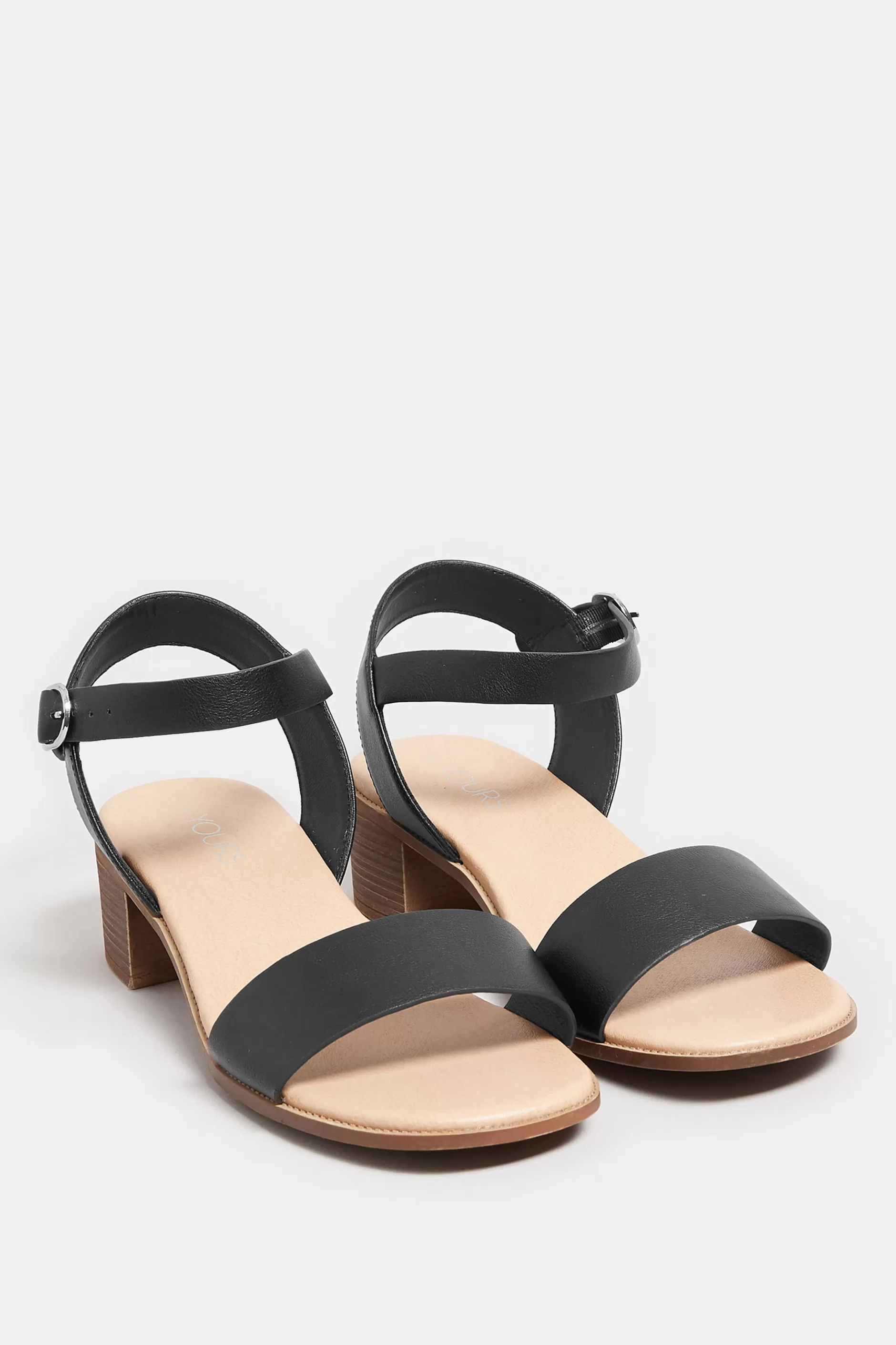 Women M&Co Sandals>Yours Yours Black Strappy Low Heel Sandals In Extra Wide Eee Fit