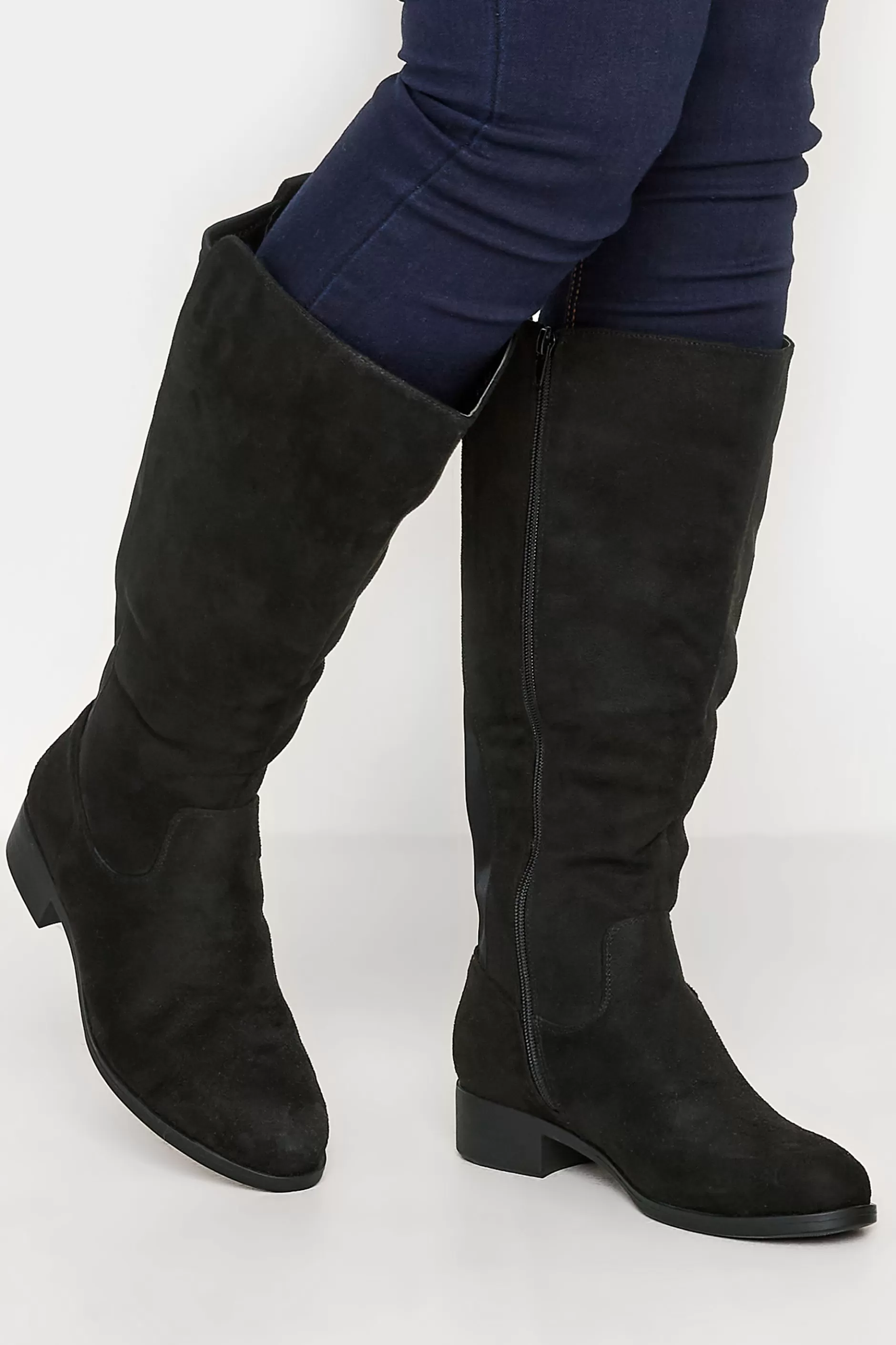 Women M&Co Flat Shoes>Yours Yours Black Stretch Knee High Boots In Wide E Fit & Extra Wide Eee Fit