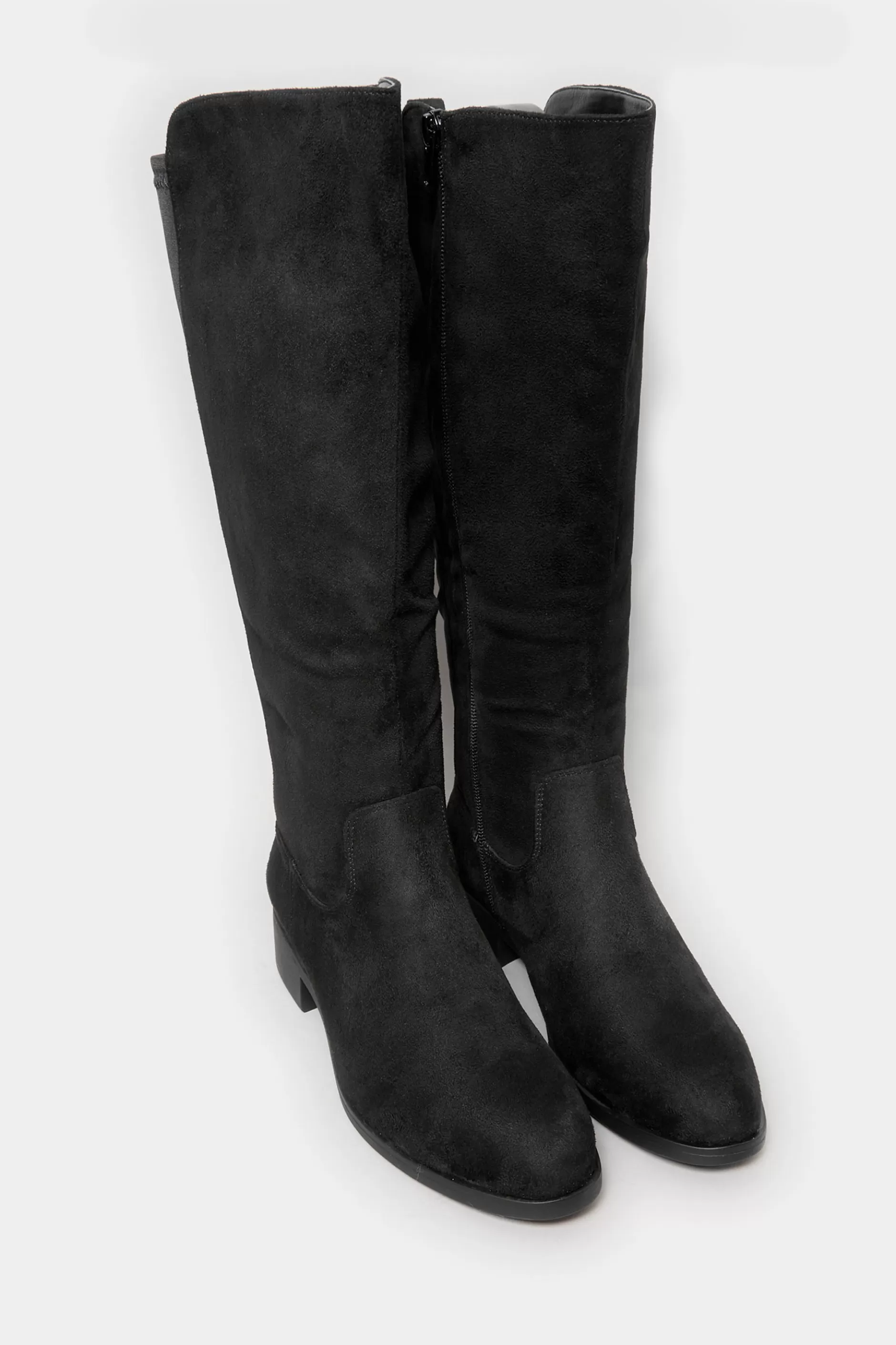 Women M&Co Flat Shoes>Yours Yours Black Stretch Knee High Boots In Wide E Fit & Extra Wide Eee Fit