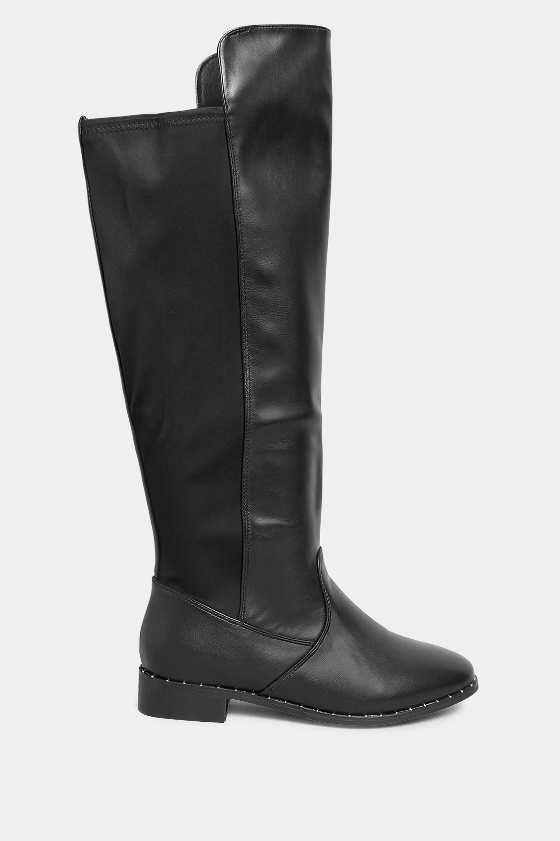 Women M&Co Boots>Yours Yours Black Studded Knee High Boots In Wide E Fit & Extra Wide Eee Fit