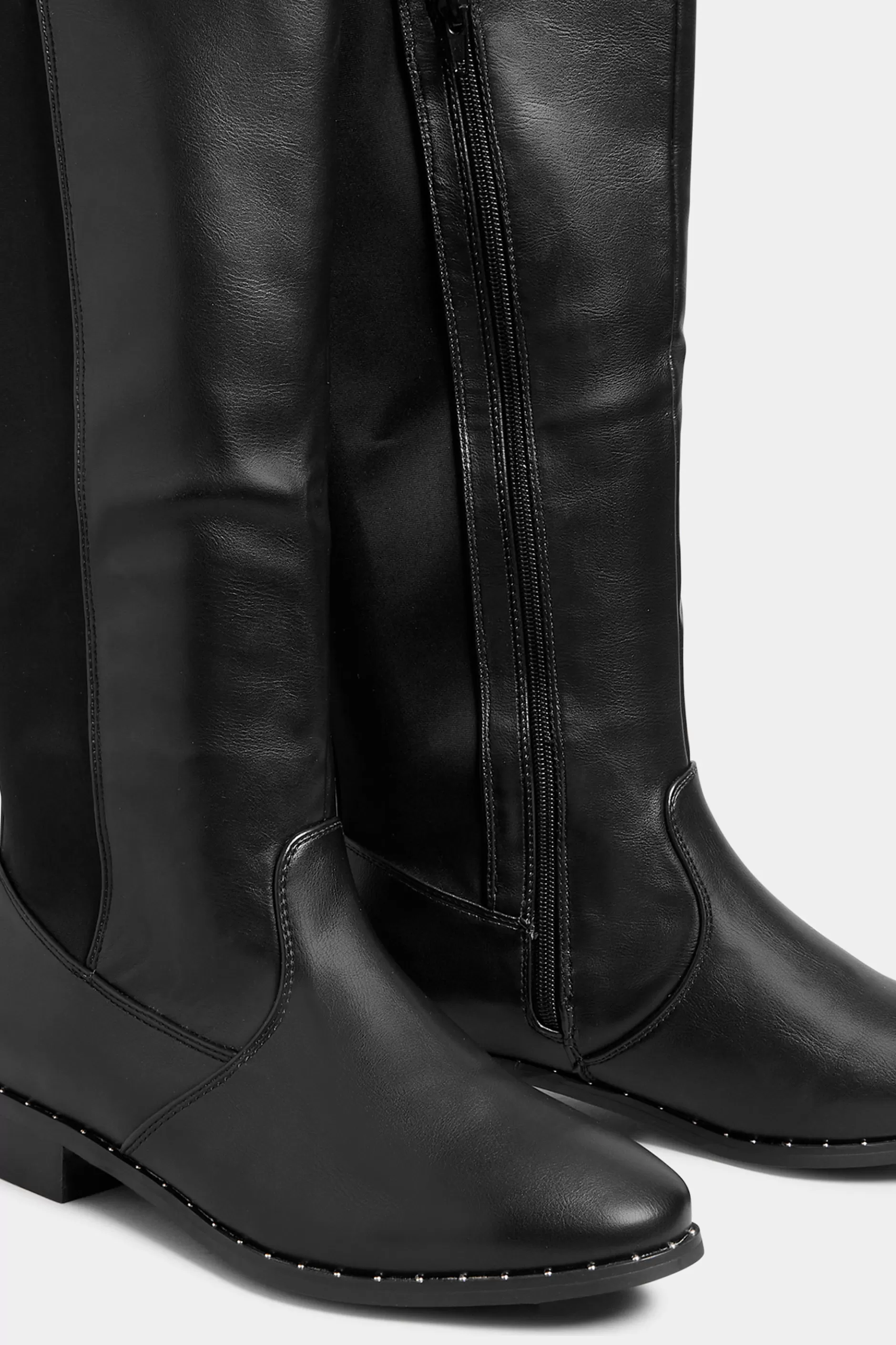 Women M&Co Boots>Yours Yours Black Studded Knee High Boots In Wide E Fit & Extra Wide Eee Fit