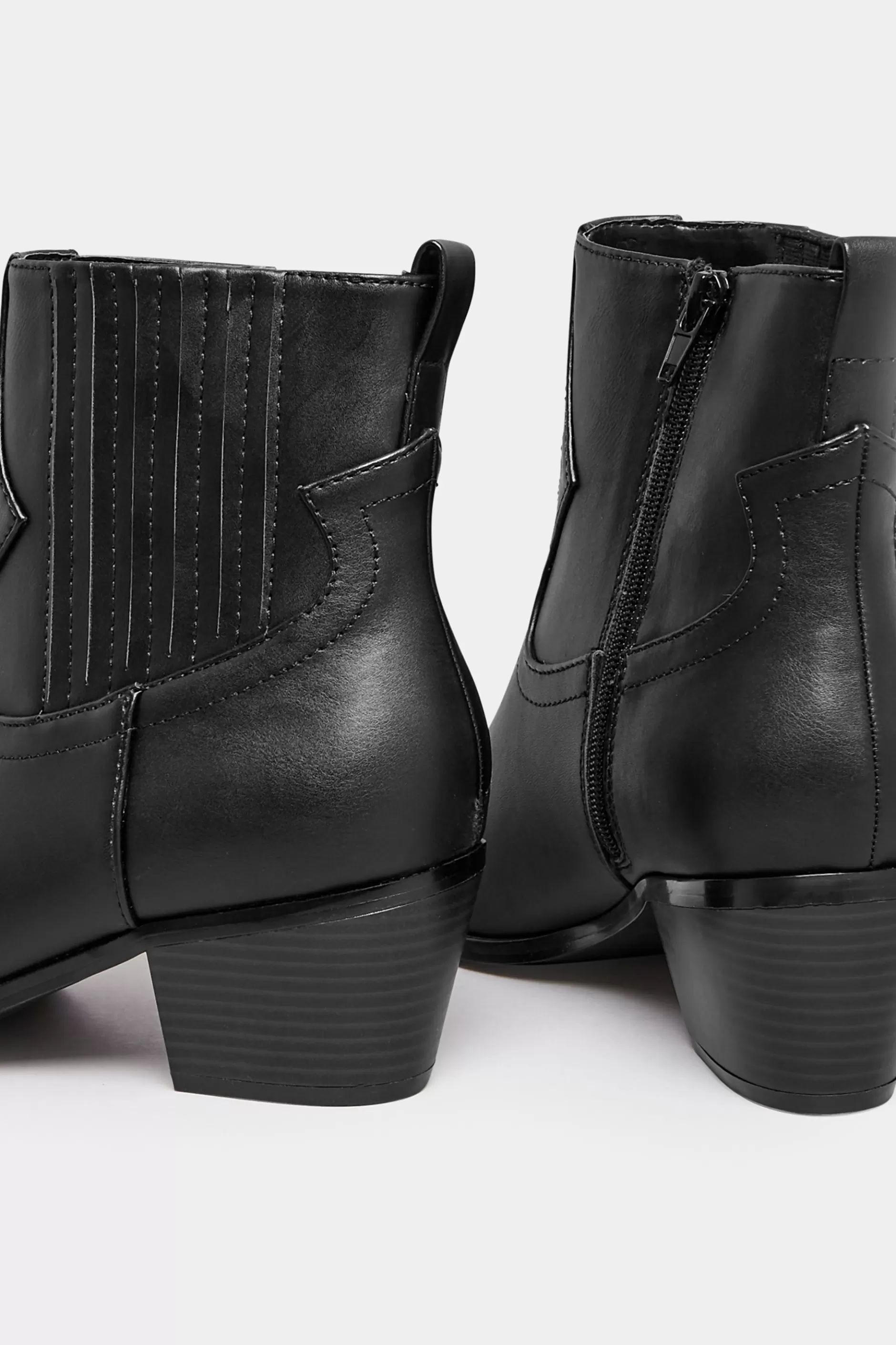 Women M&Co Boots>Yours Yours Black Western Pu Ankle Boot In Wide E Fit & Extra Wide Eee Fit