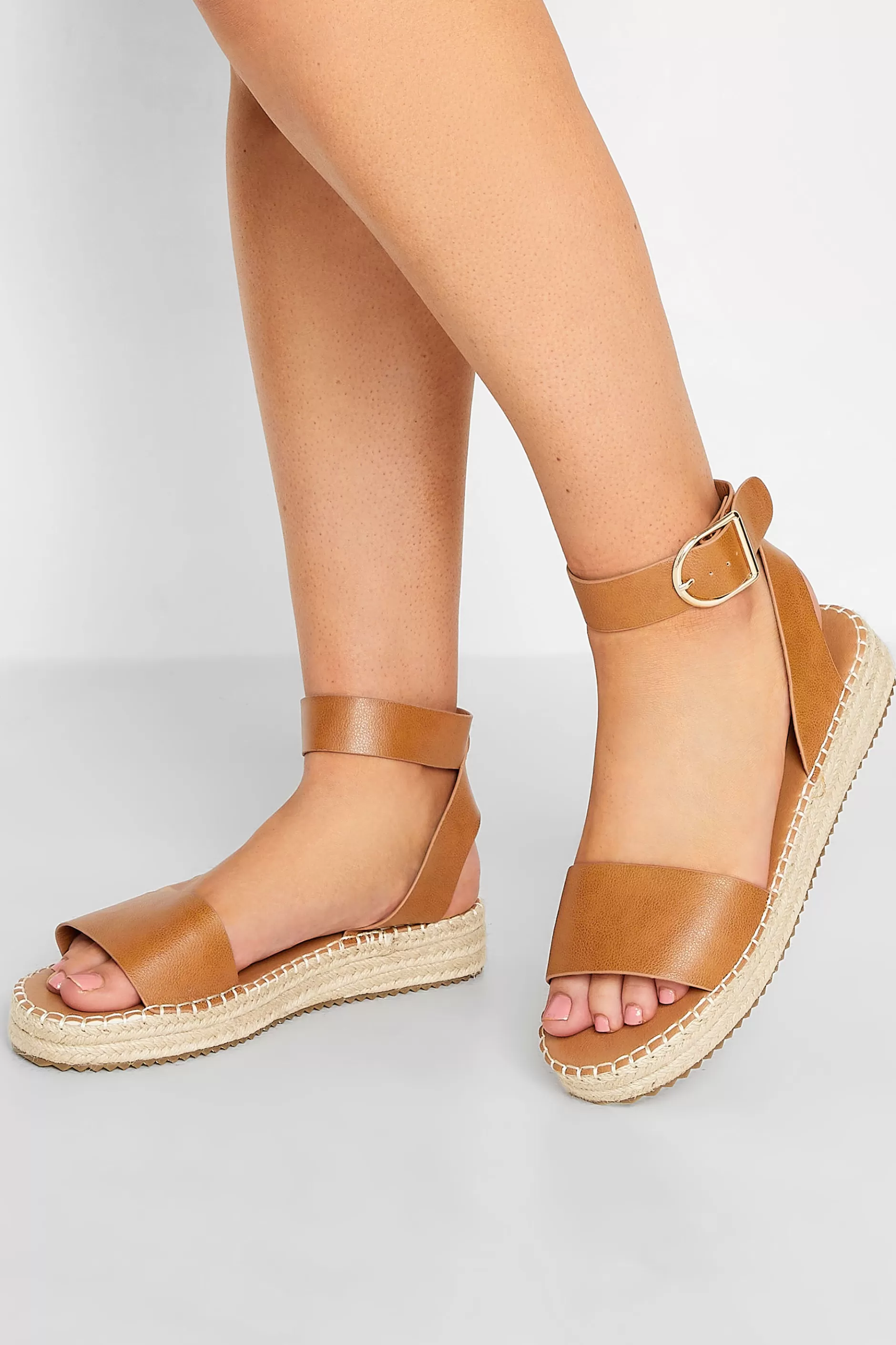 Women M&Co Flat Shoes>Yours Yours Brown Flatform Espadrilles In Wide E Fit & Extra Wide Eee Fit