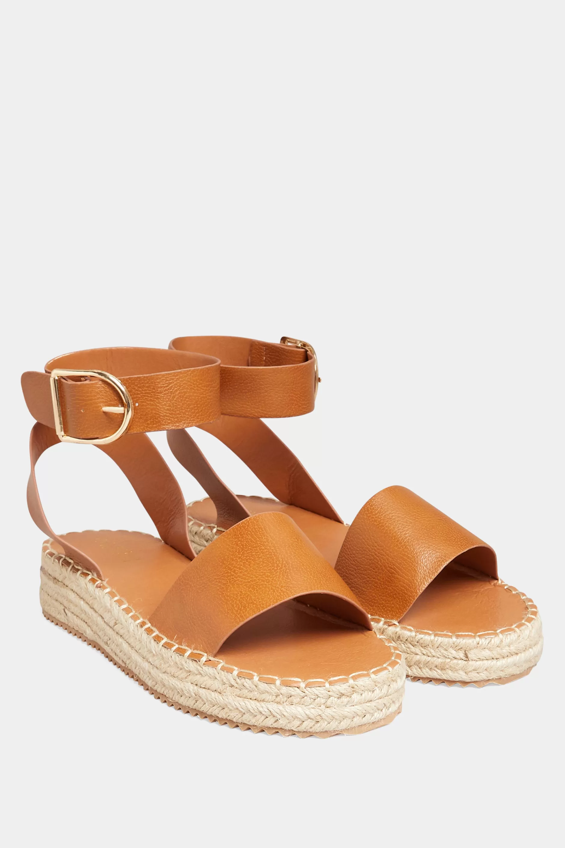 Women M&Co Flat Shoes>Yours Yours Brown Flatform Espadrilles In Wide E Fit & Extra Wide Eee Fit
