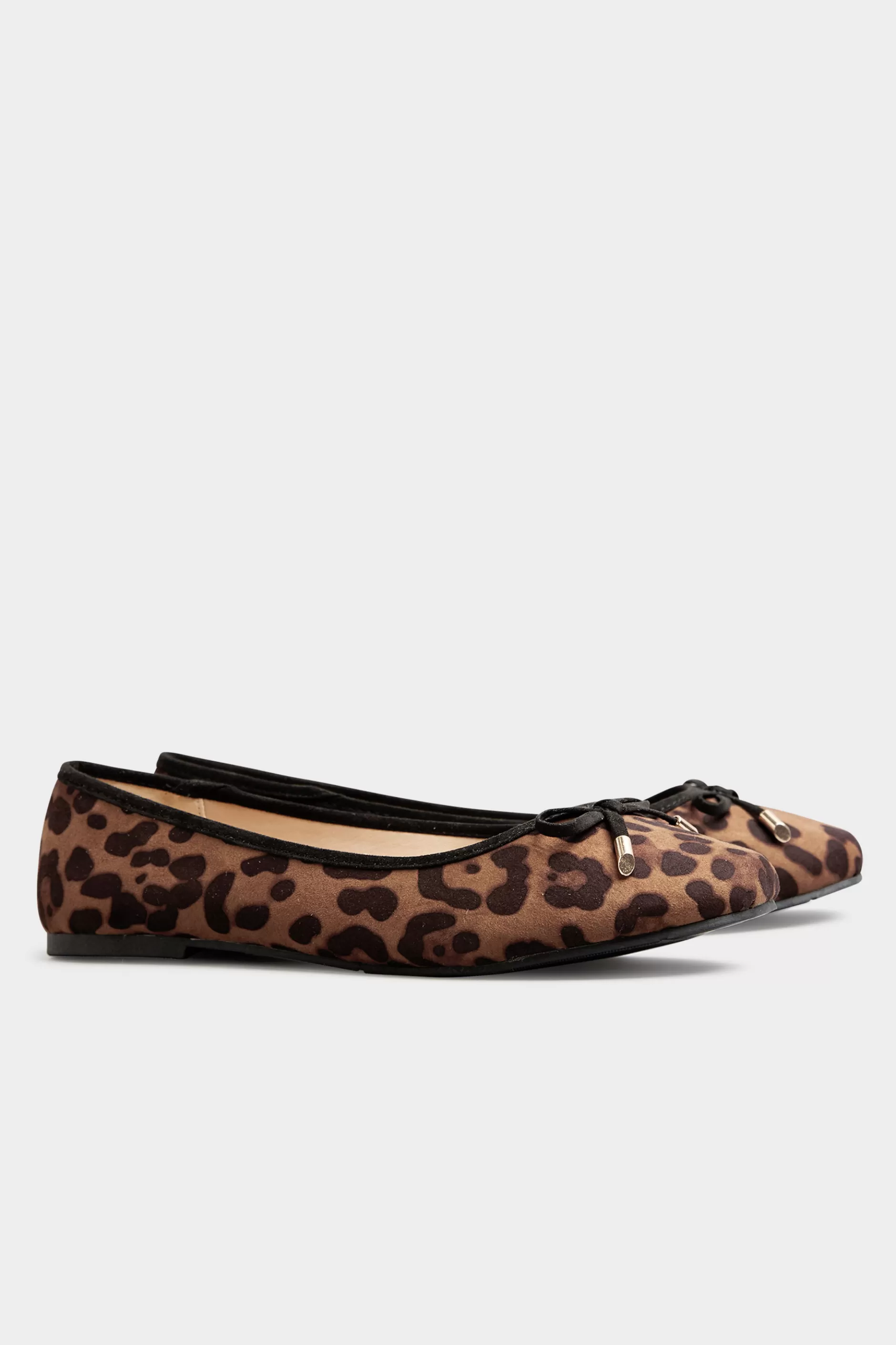 Women M&Co Flat Shoes>Yours Yours Brown Leopard Print Ballet Pumps In Wide E Fit & Extra Wide Eee Fit