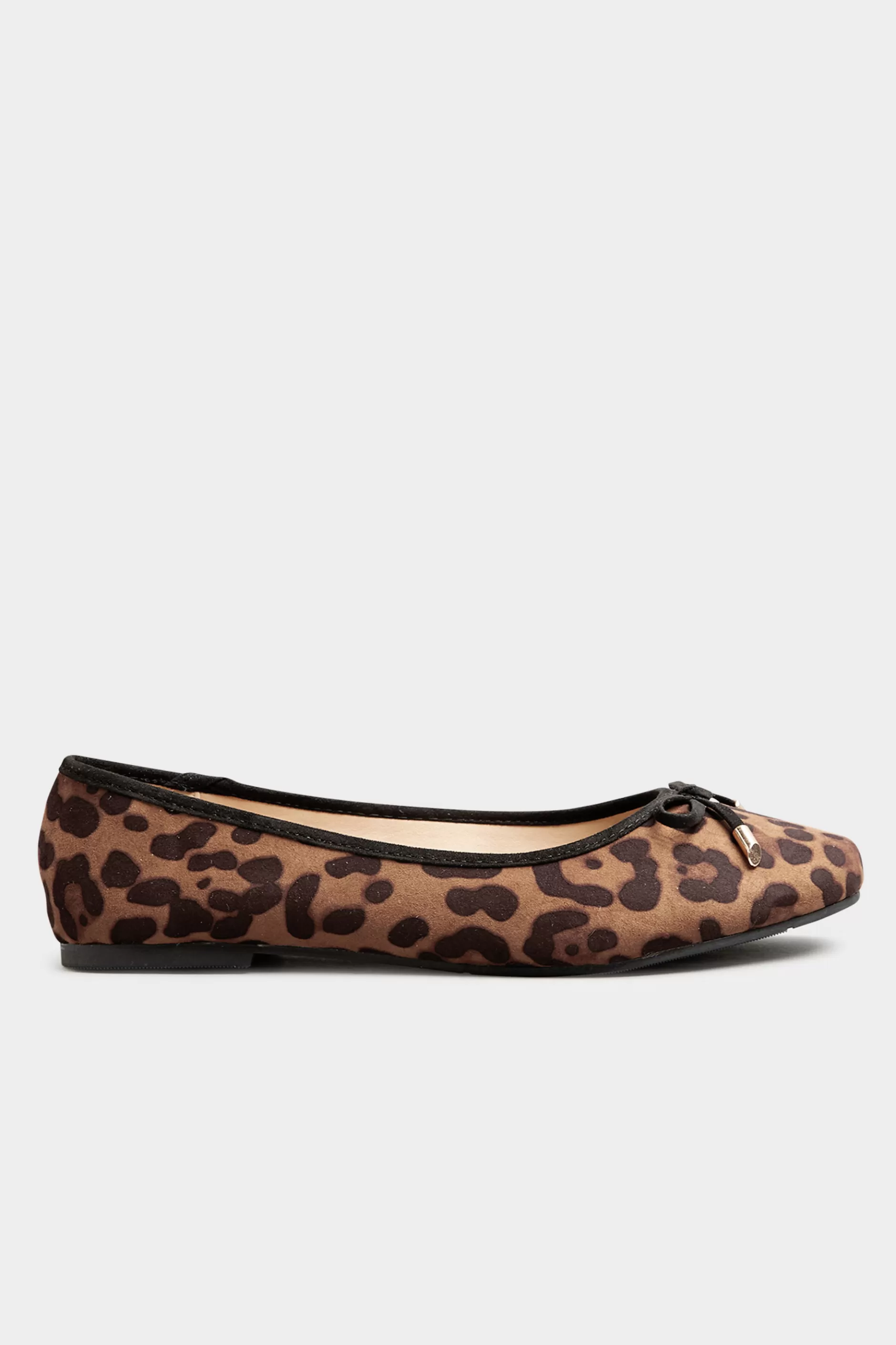 Women M&Co Flat Shoes>Yours Yours Brown Leopard Print Ballet Pumps In Wide E Fit & Extra Wide Eee Fit
