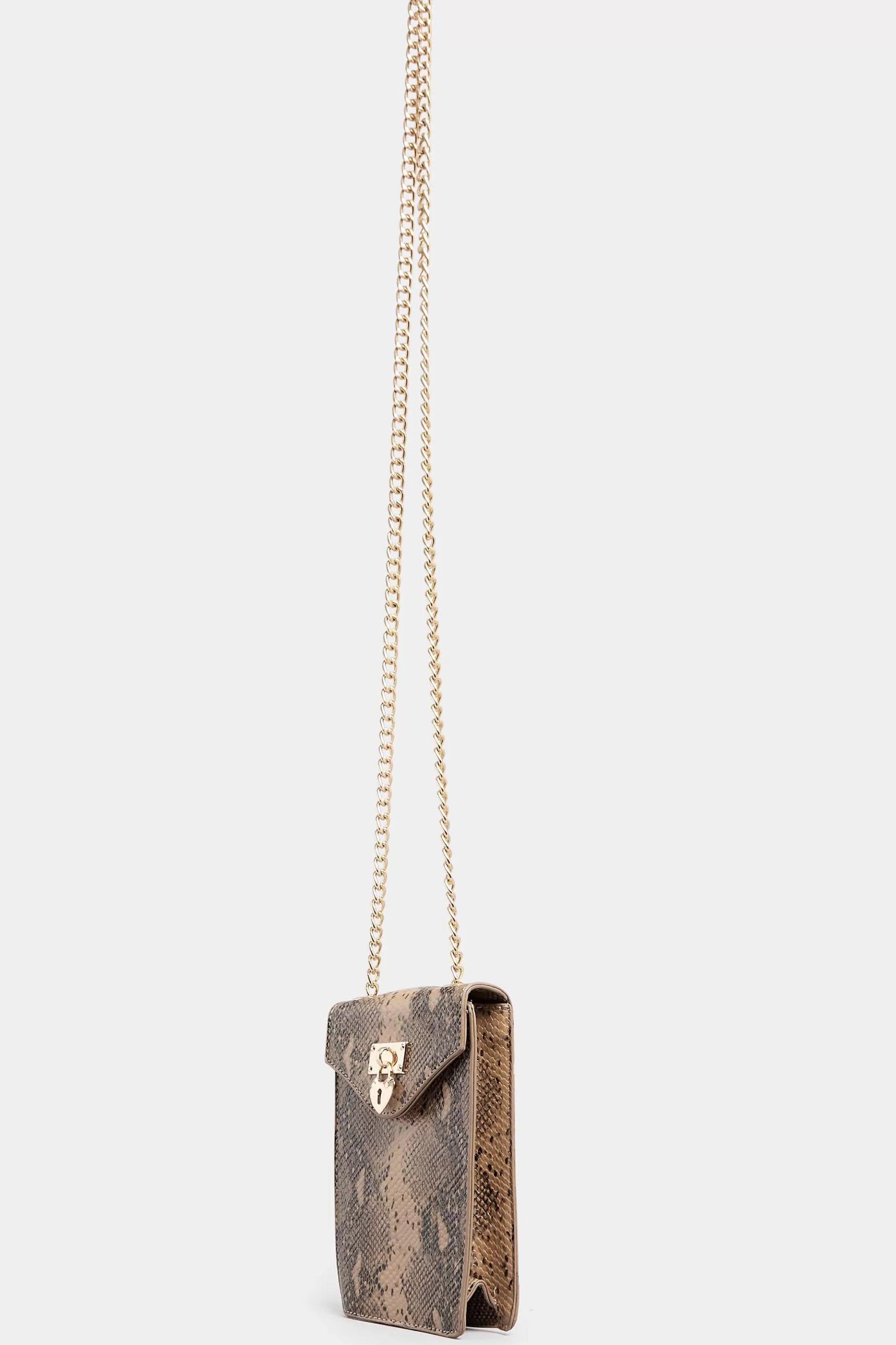 Women M&Co Bags>Yours Yours Brown Snake Print Heart Padlock Bag