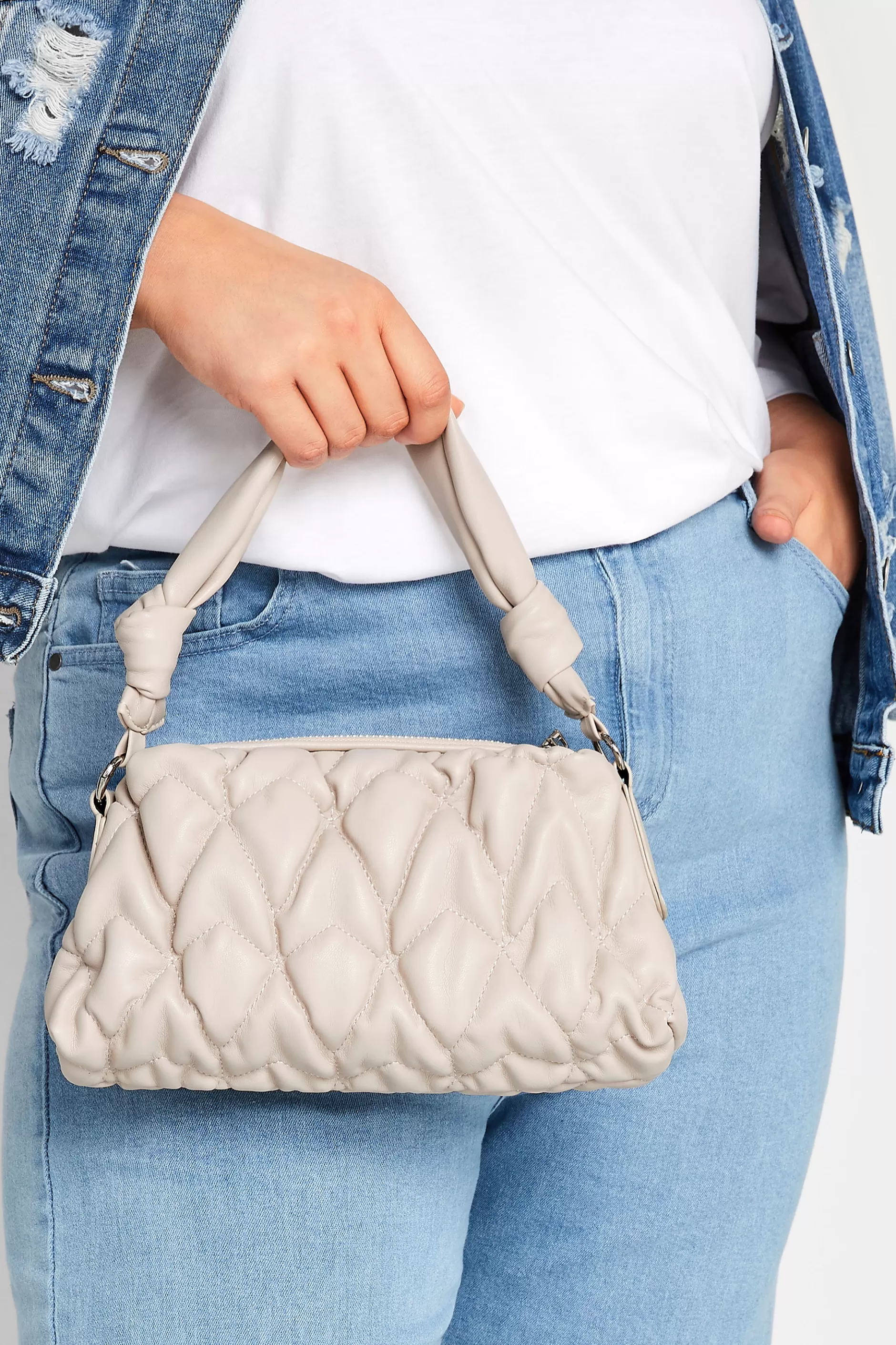 Women M&Co Bags>Yours Yours Cream Quilted Knot Strap Bag