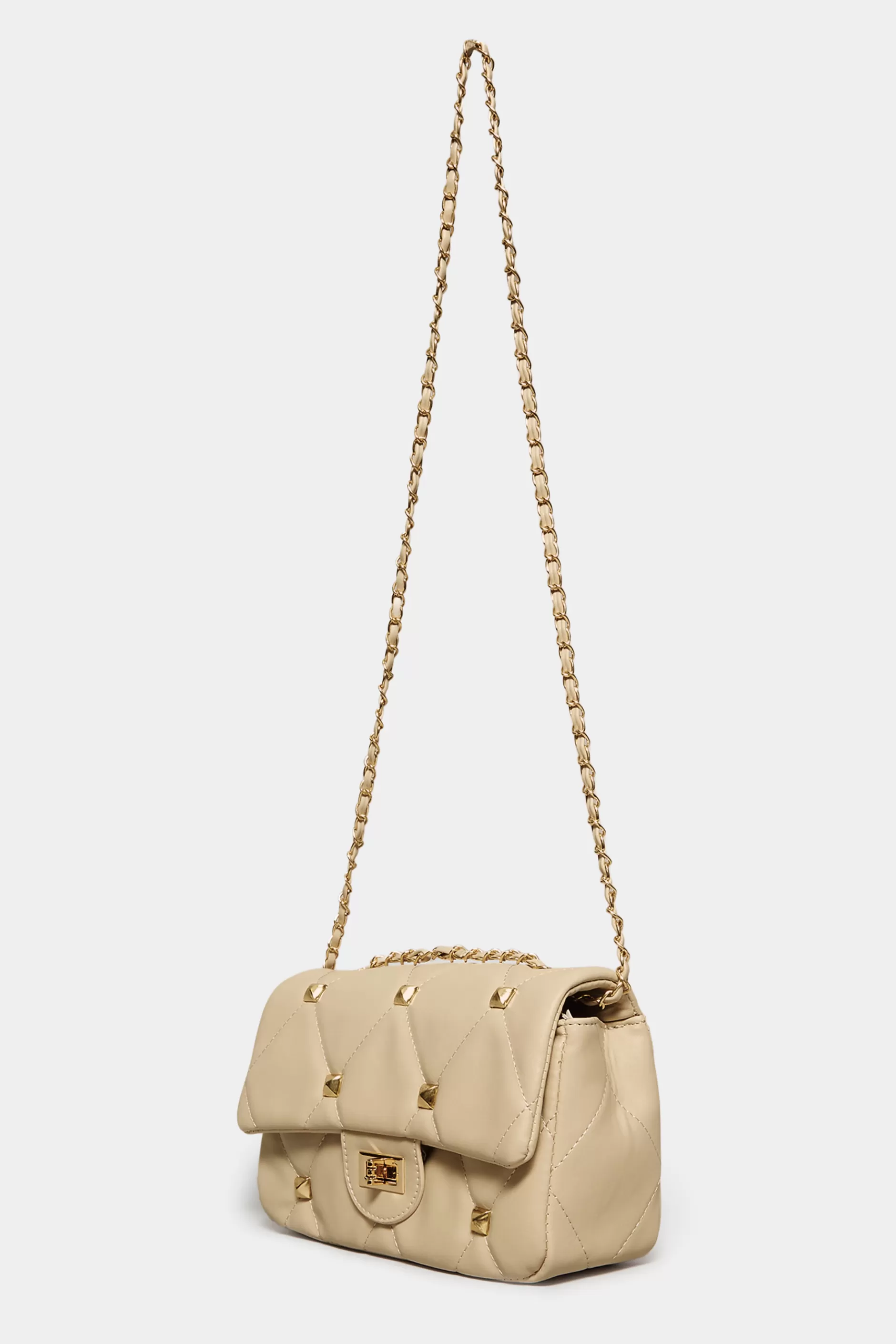 Women M&Co Bags>Yours Yours Cream Studded Quilted Chain Bag