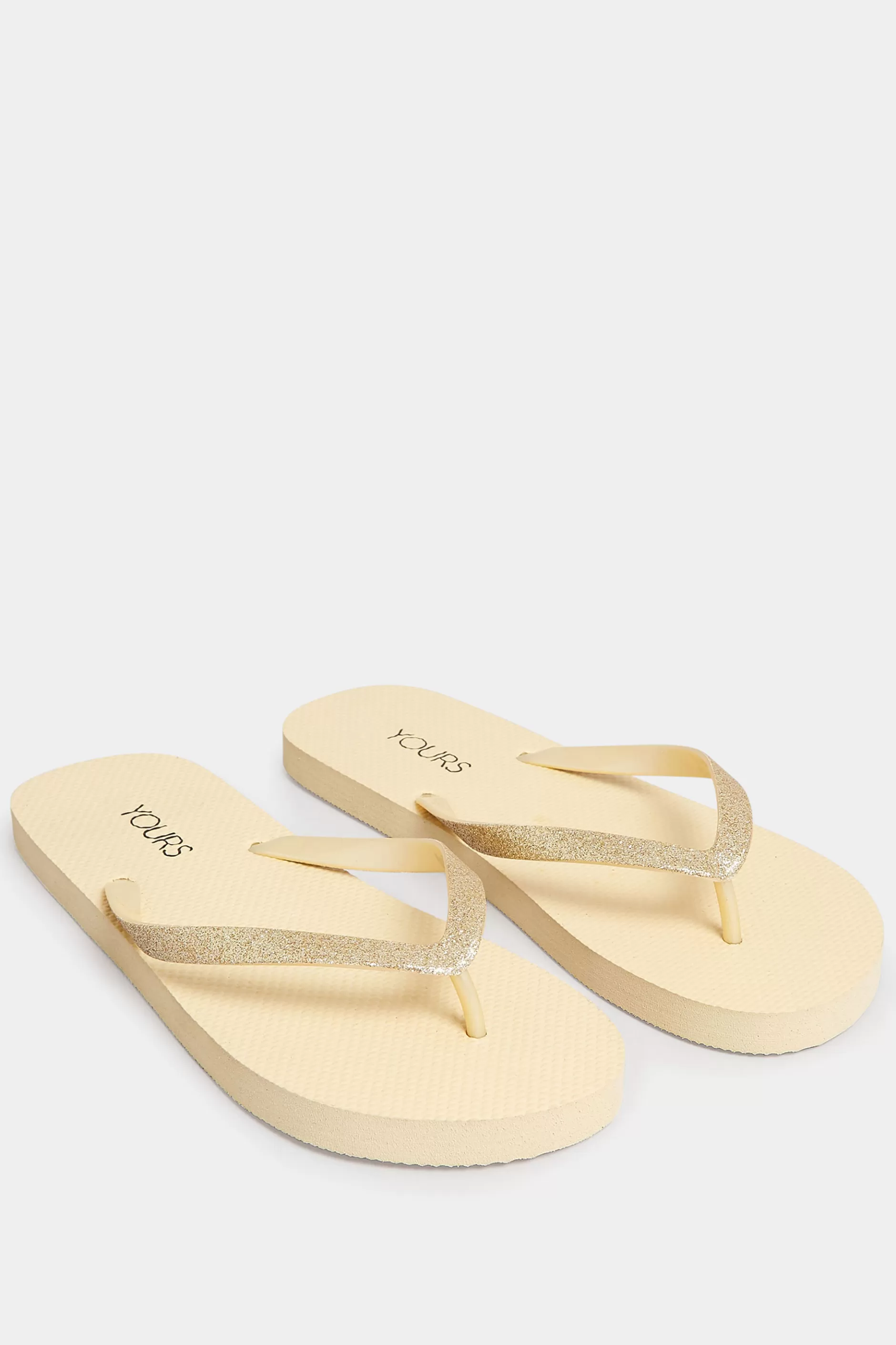 Women M&Co Flat Shoes>Yours Yours Gold Flip Flops In Extra Wide Eee Fit