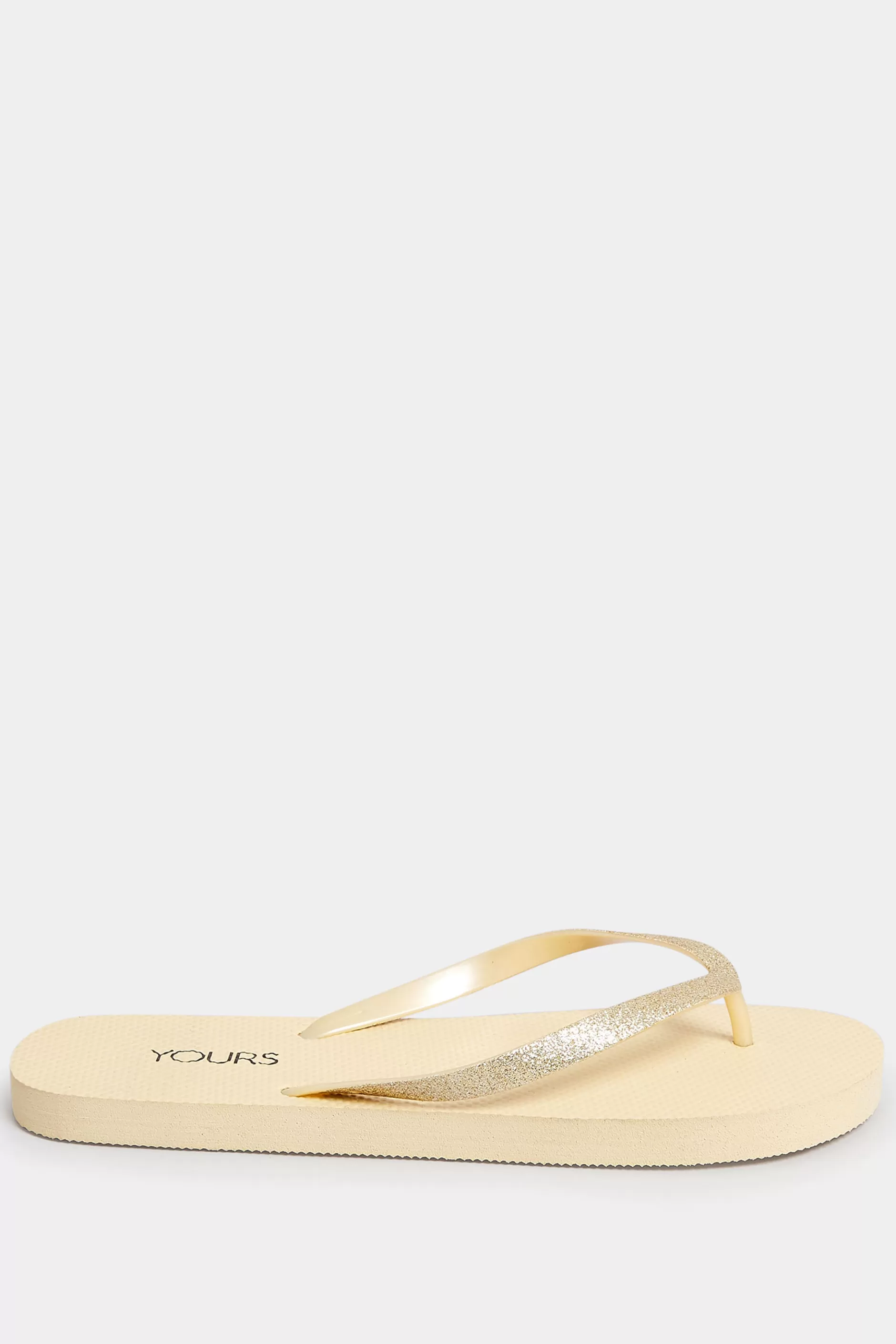 Women M&Co Flat Shoes>Yours Yours Gold Flip Flops In Extra Wide Eee Fit