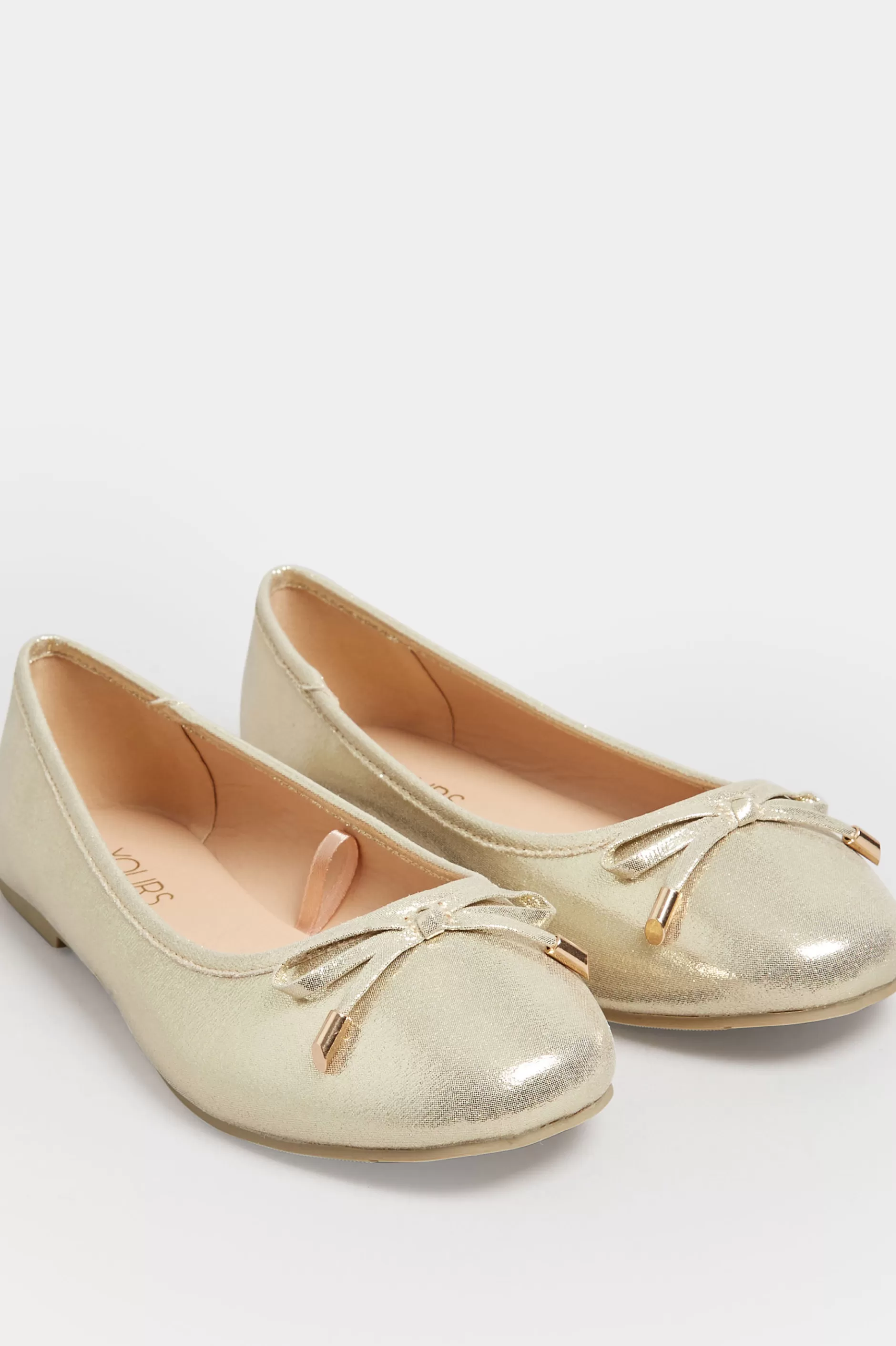 Women M&Co Flat Shoes>Yours Yours Gold Shimmer Ballet Pump In Wide E Fit & Extra Wide Eee Fit