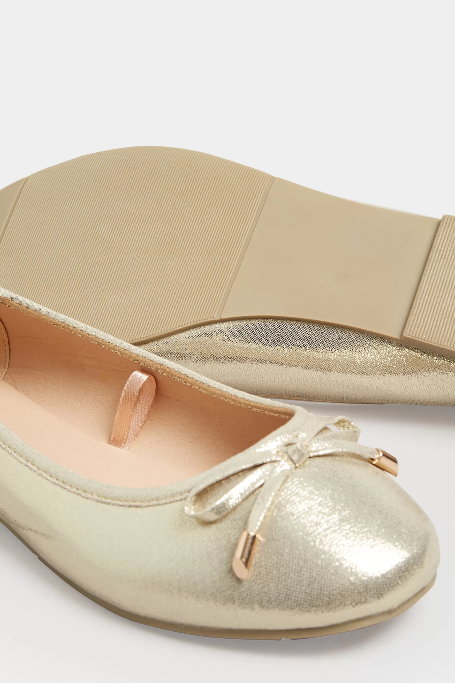 Women M&Co Flat Shoes>Yours Yours Gold Shimmer Ballet Pump In Wide E Fit & Extra Wide Eee Fit