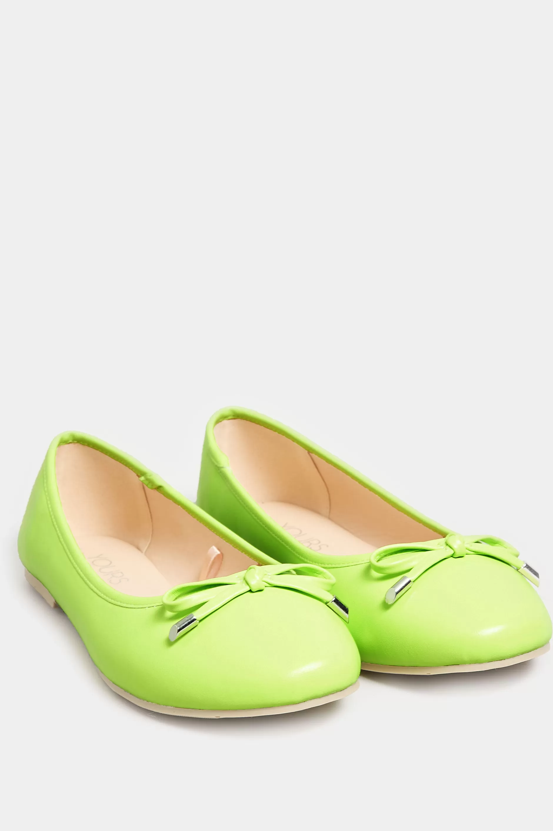 Women M&Co Flat Shoes>Yours Yours Green Ballerina Pumps In Wide E Fit & Extra Wide Eee Fit