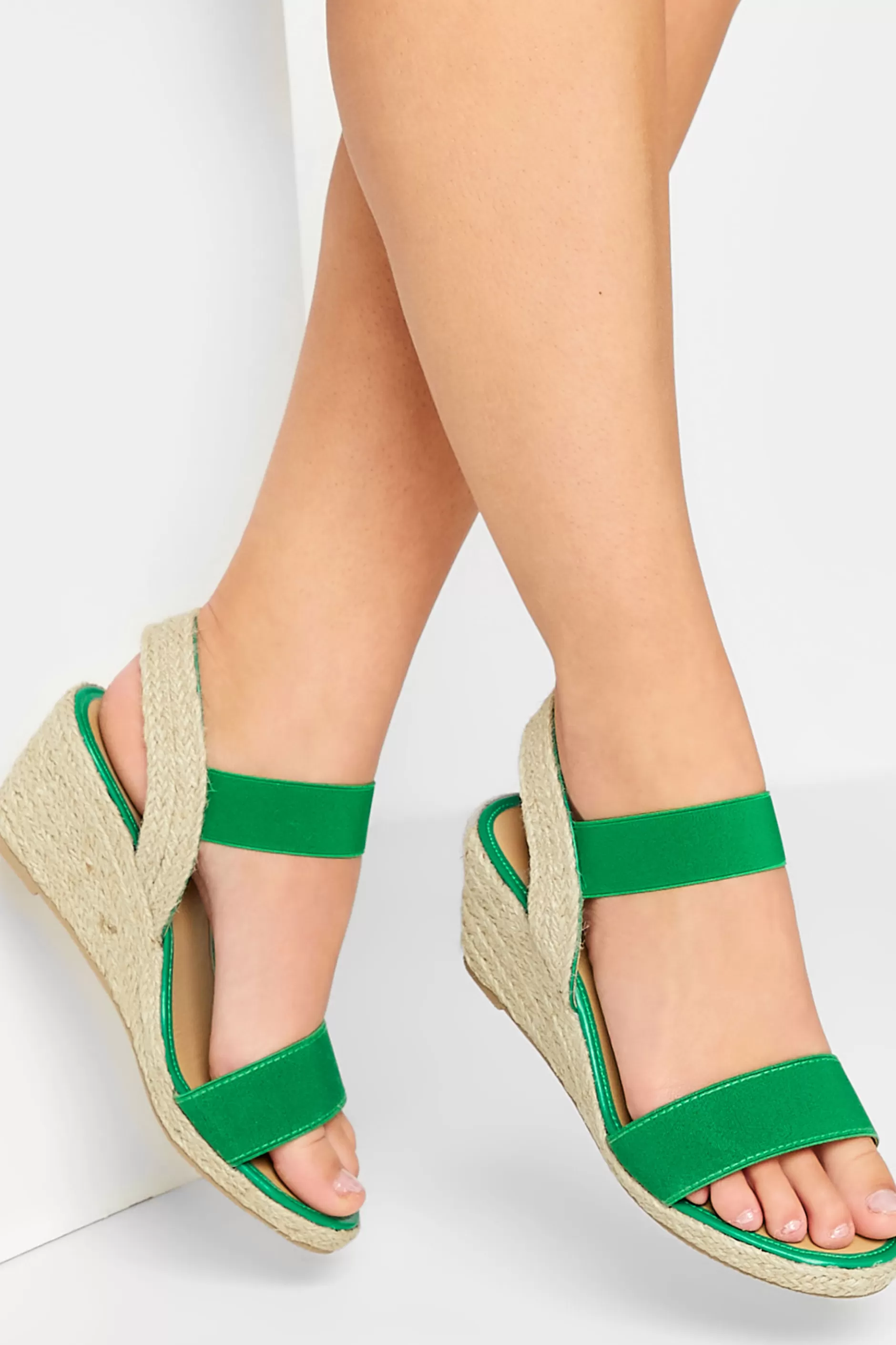 Women M&Co Sandals>Yours Yours Green Espadrille Wedges In Wide E Fit & Extra Wide Eee Fit