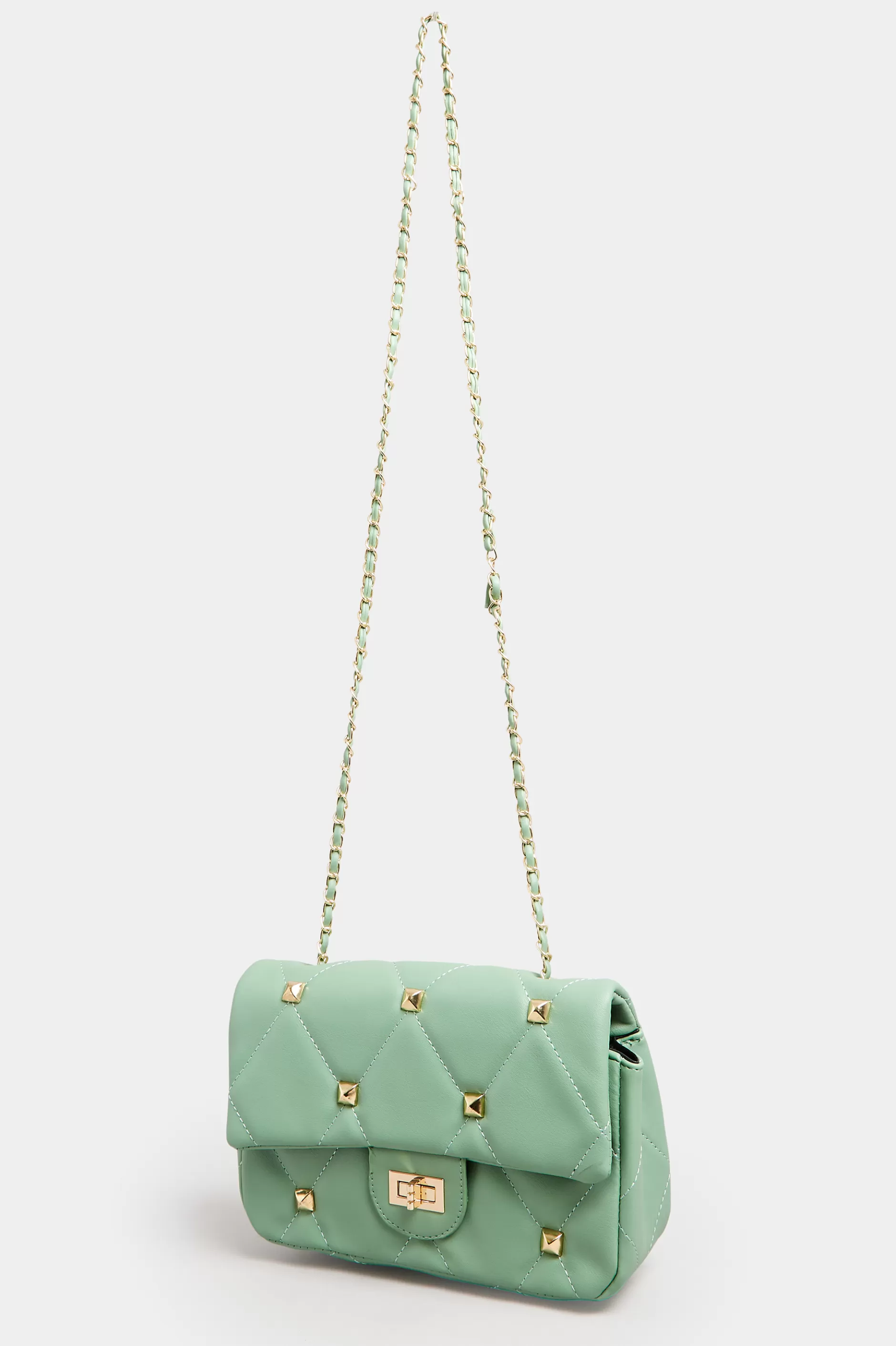 Women M&Co Bags>Yours Yours Green Studded Quilted Chain Bag