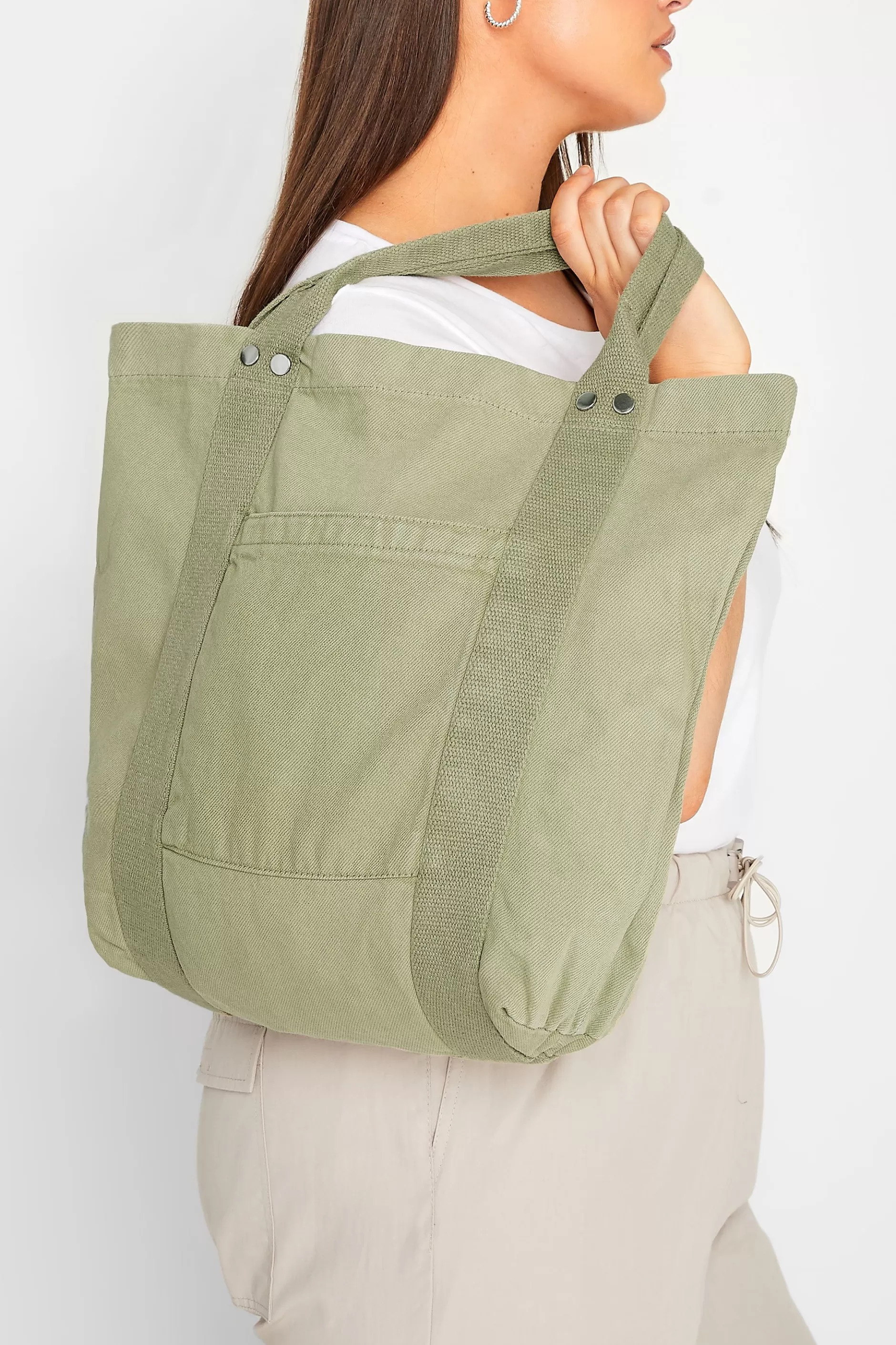 Women M&Co Bags>Yours Yours Khaki Green Canvas Tote Bag