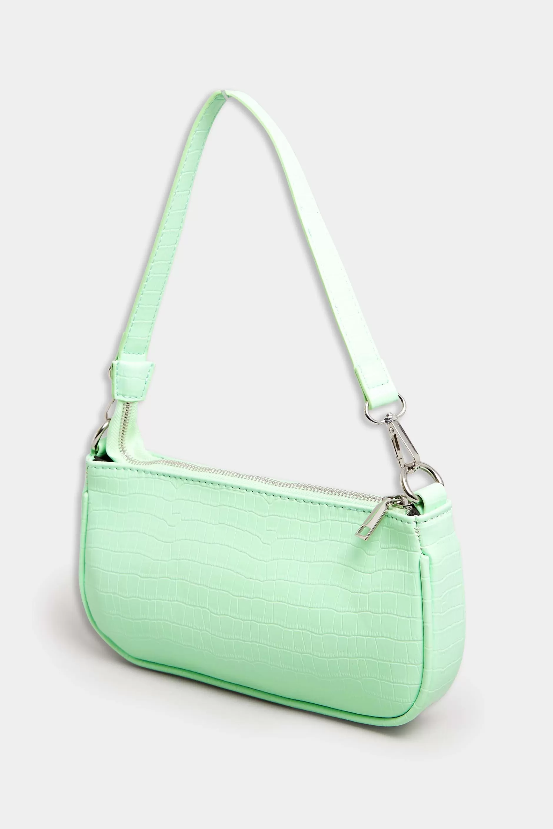 Women M&Co Bags>Yours Yours Light Green Faux Croc Shoulder Bag