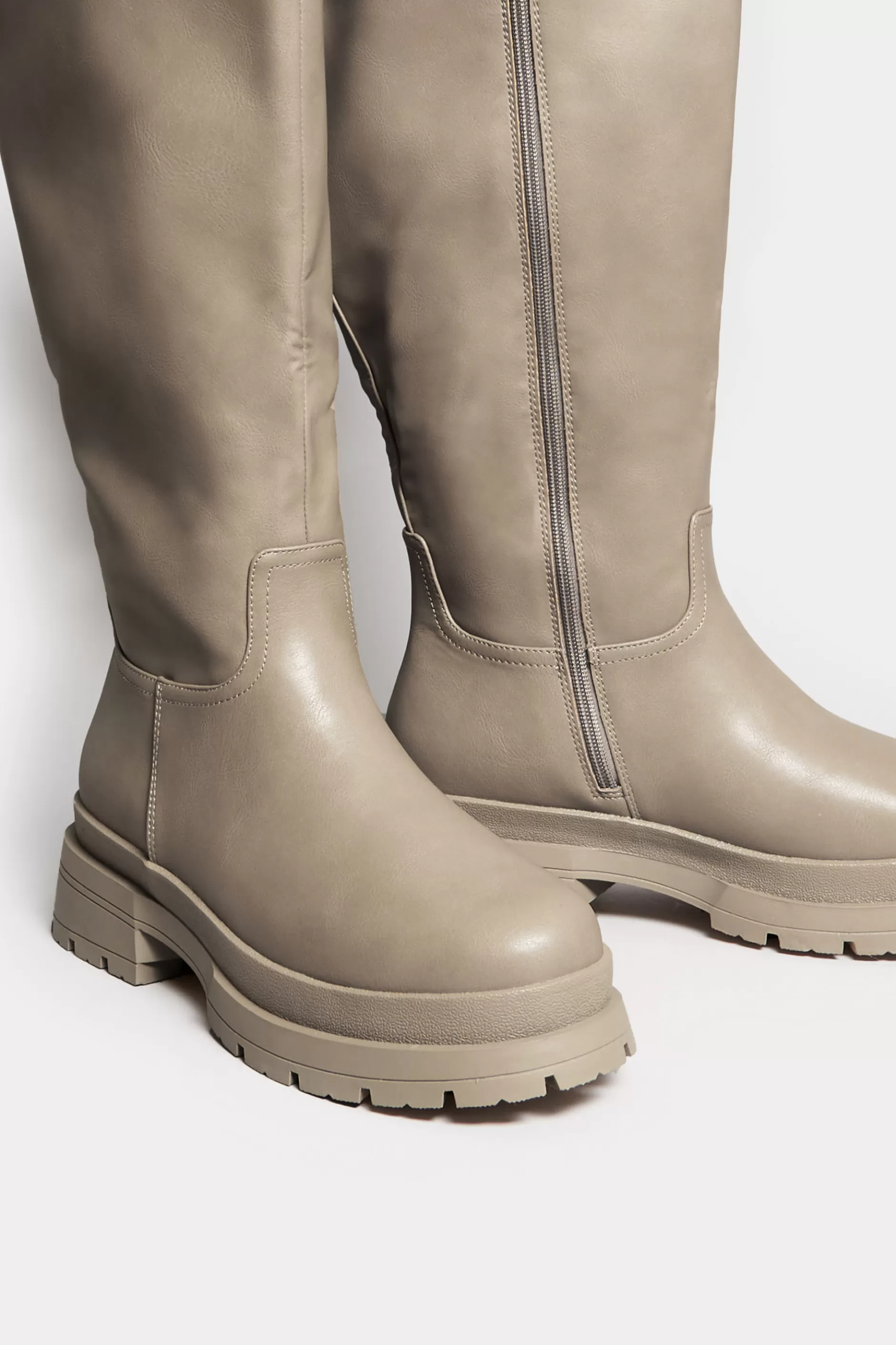 Women M&Co Boots>Yours Yours Limited Collection Beige Brown Faux Leather Knee High Boots In Extra Wide Eee Fit