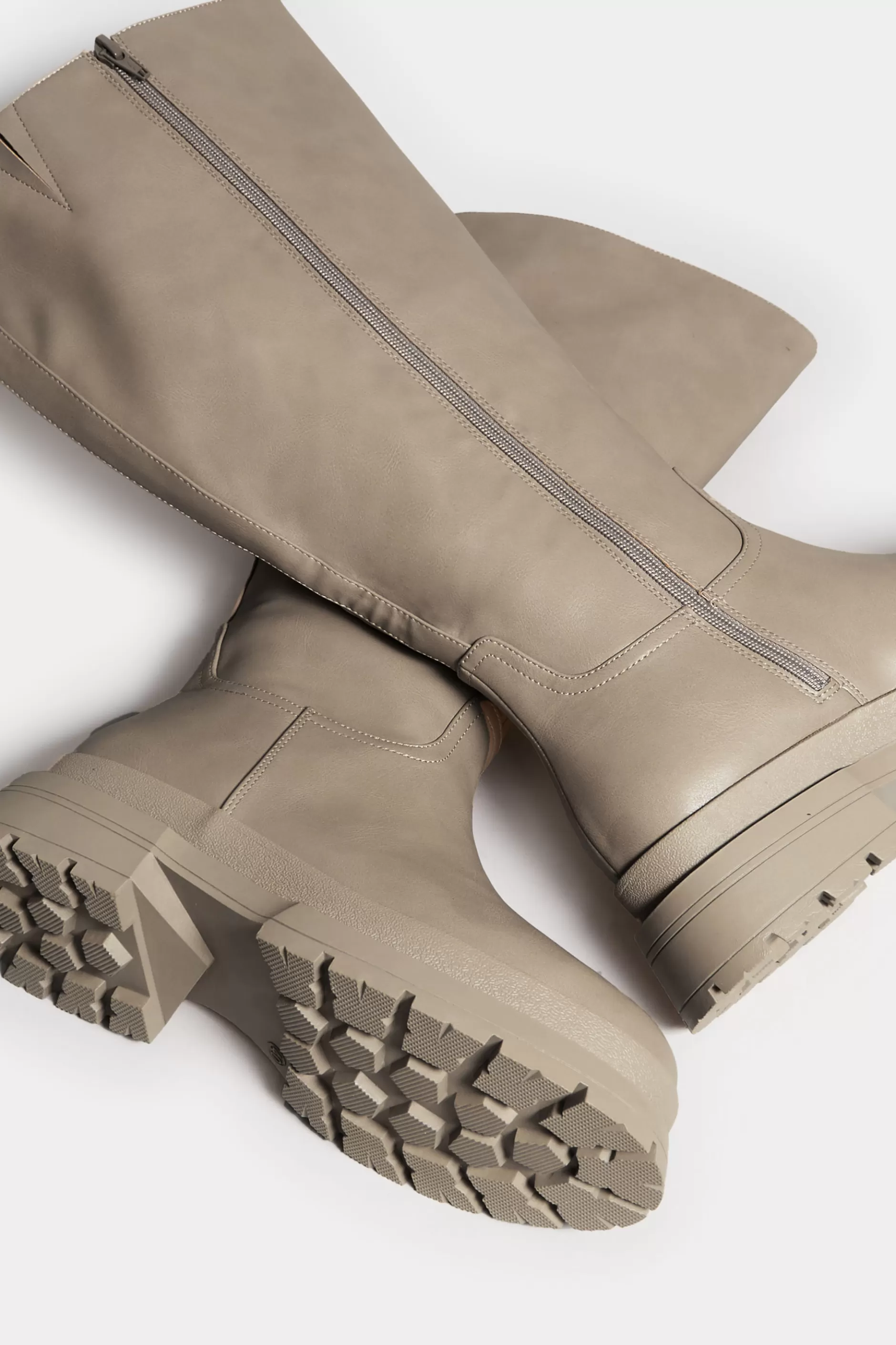 Women M&Co Boots>Yours Yours Limited Collection Beige Brown Faux Leather Knee High Boots In Extra Wide Eee Fit