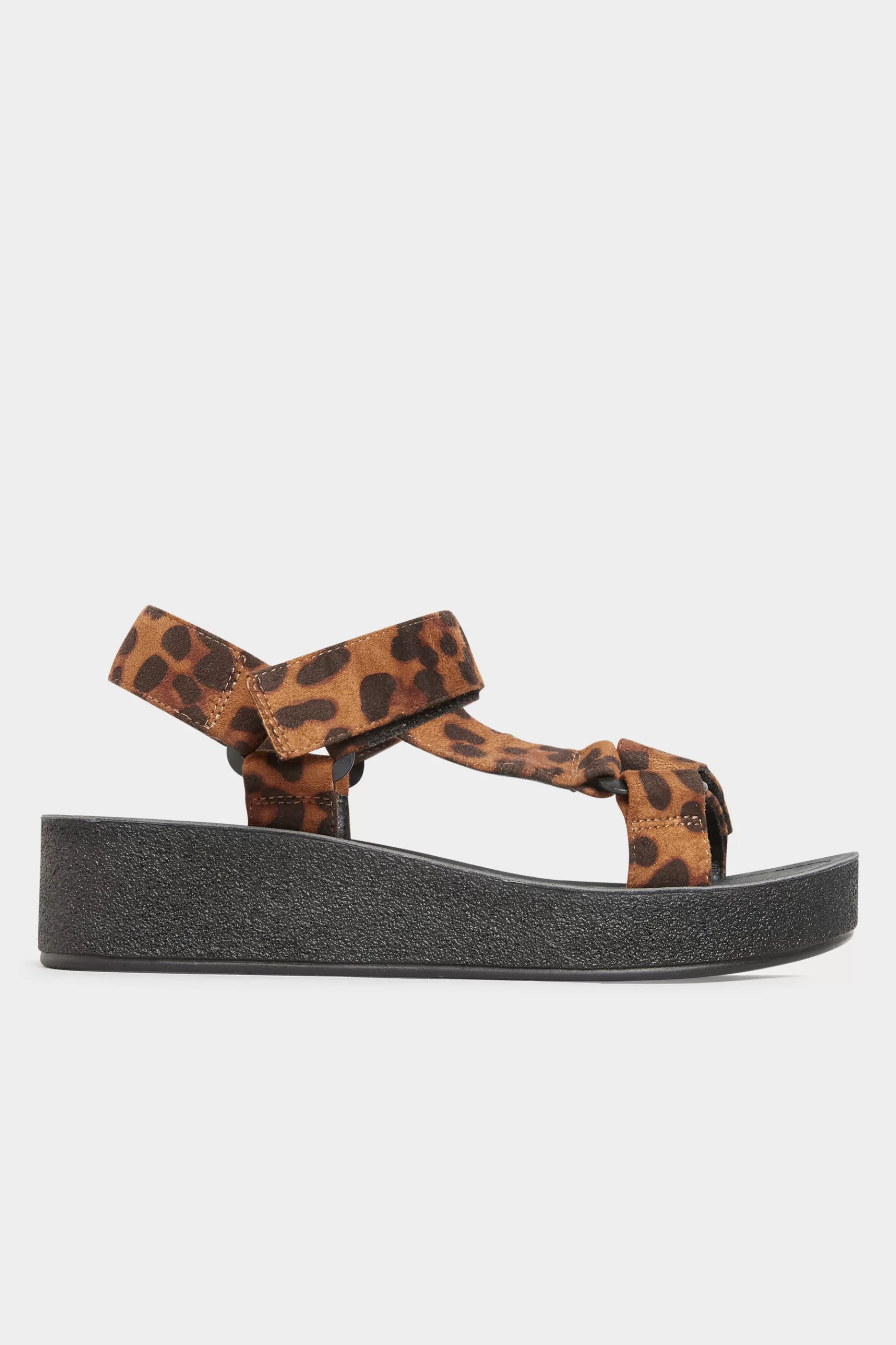 Women M&Co Sandals>Yours Yours Limited Collection Black Leopard Print Sporty Platform Sandals In Extra Wide Eee Fit