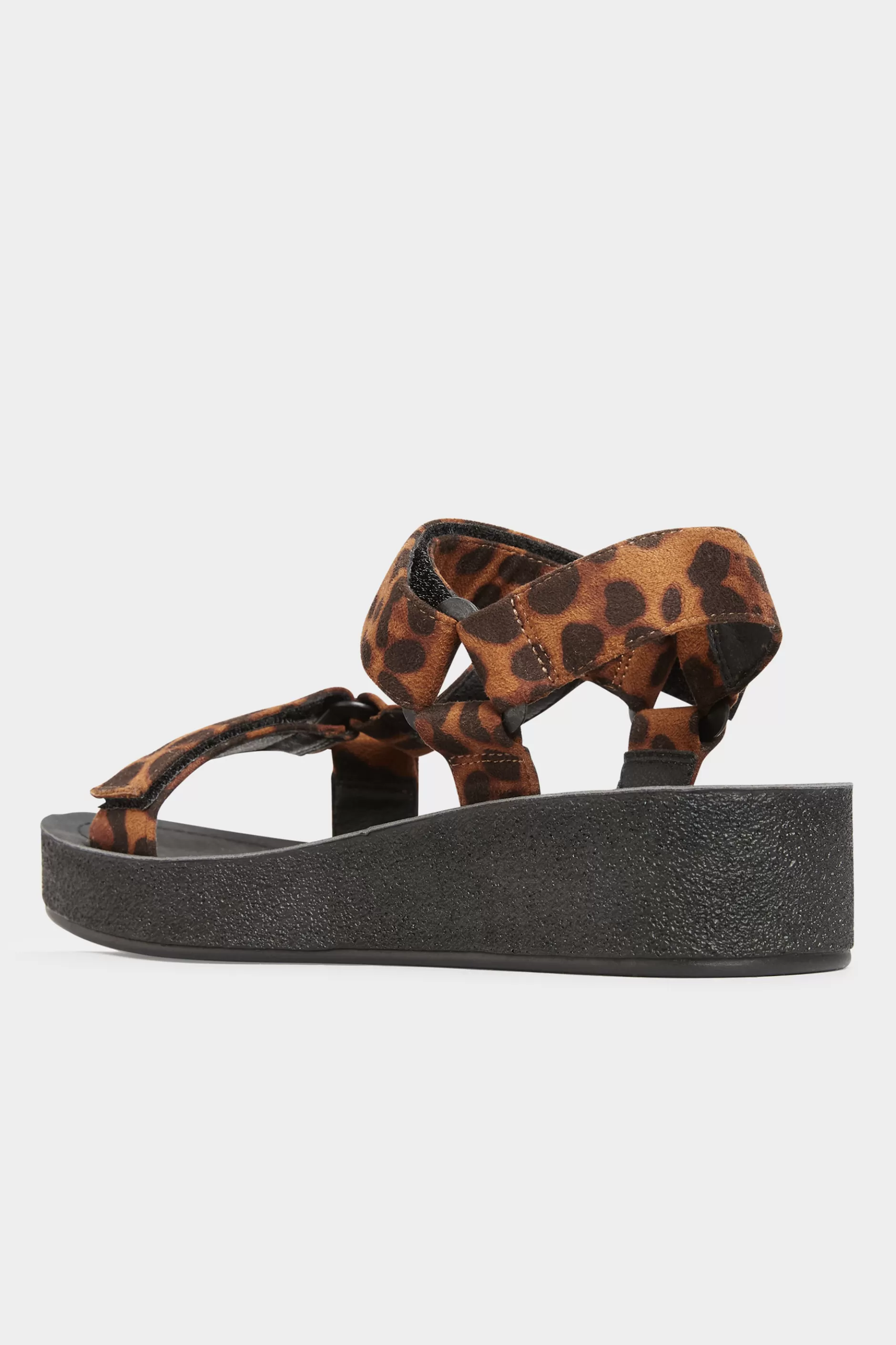 Women M&Co Sandals>Yours Yours Limited Collection Black Leopard Print Sporty Platform Sandals In Extra Wide Eee Fit