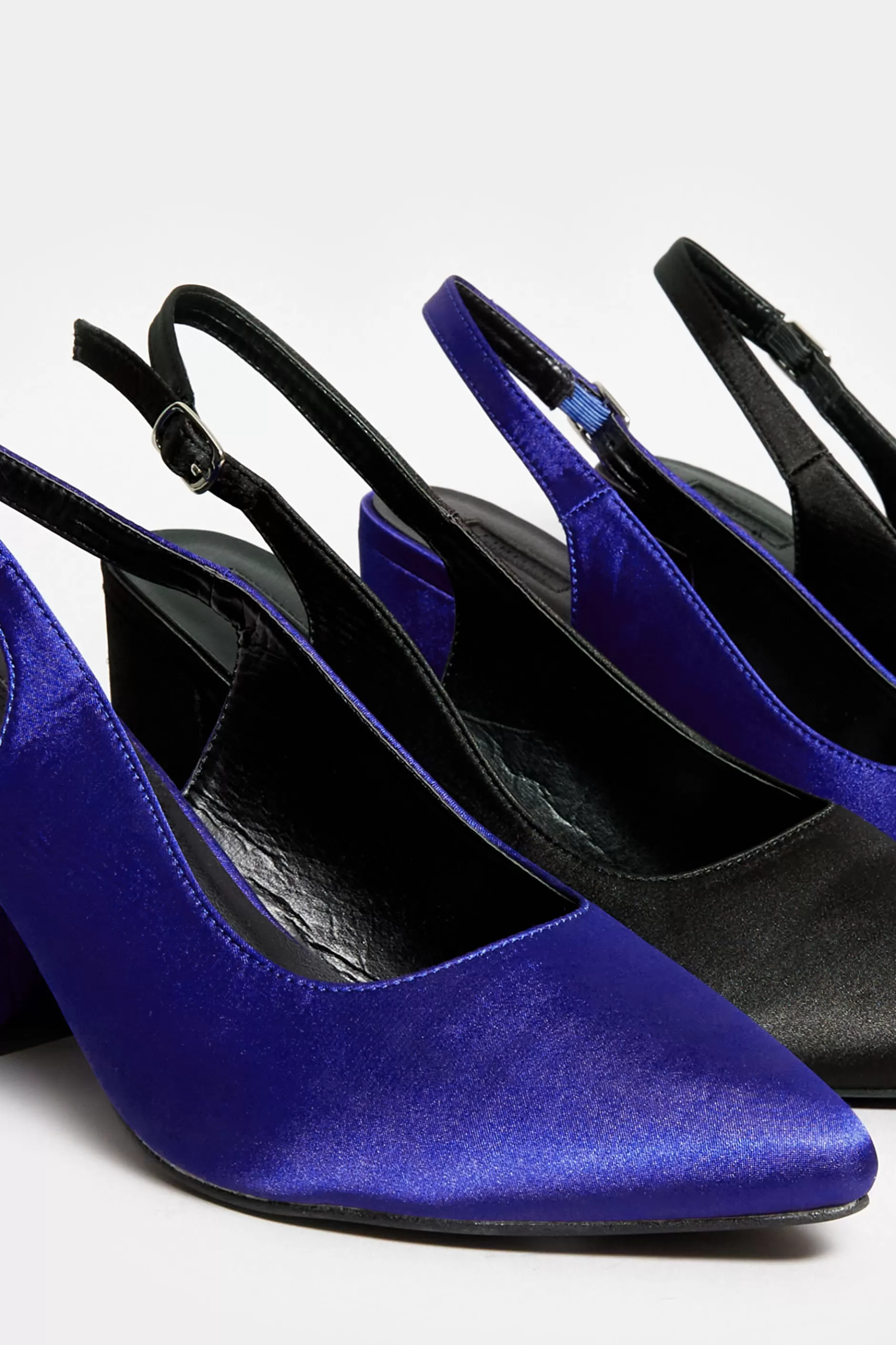 Women M&Co Heels>Yours Yours Limited Collection Black Pointed Block Heel Court Shoes In Wide E Fit & Extra Wide Eee Fit