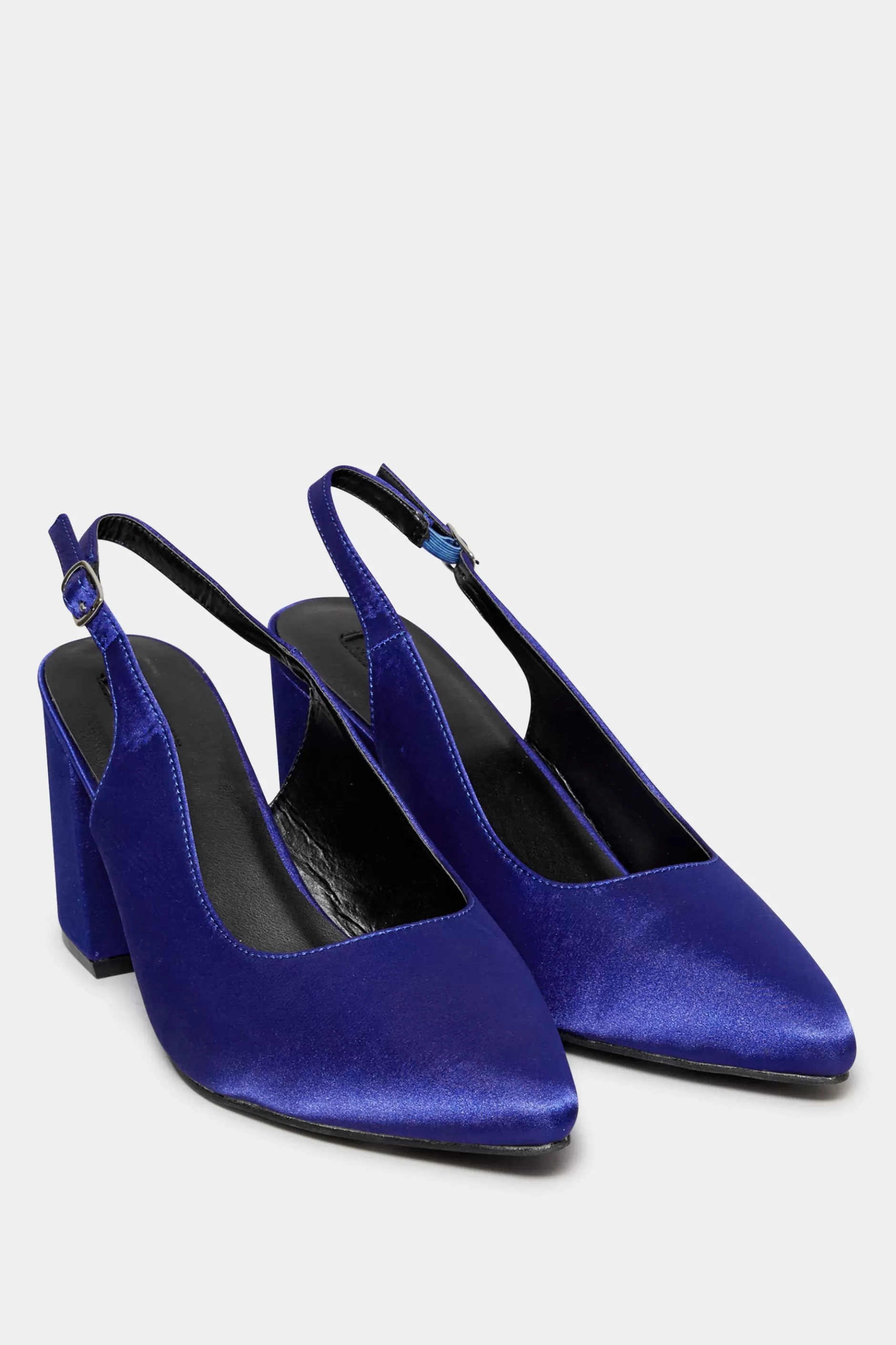 Women M&Co Heels>Yours Yours Limited Collection Cobalt Blue Pointed Block Heel Court Shoes In Wide E Fit & Extra Wide Eee Fit