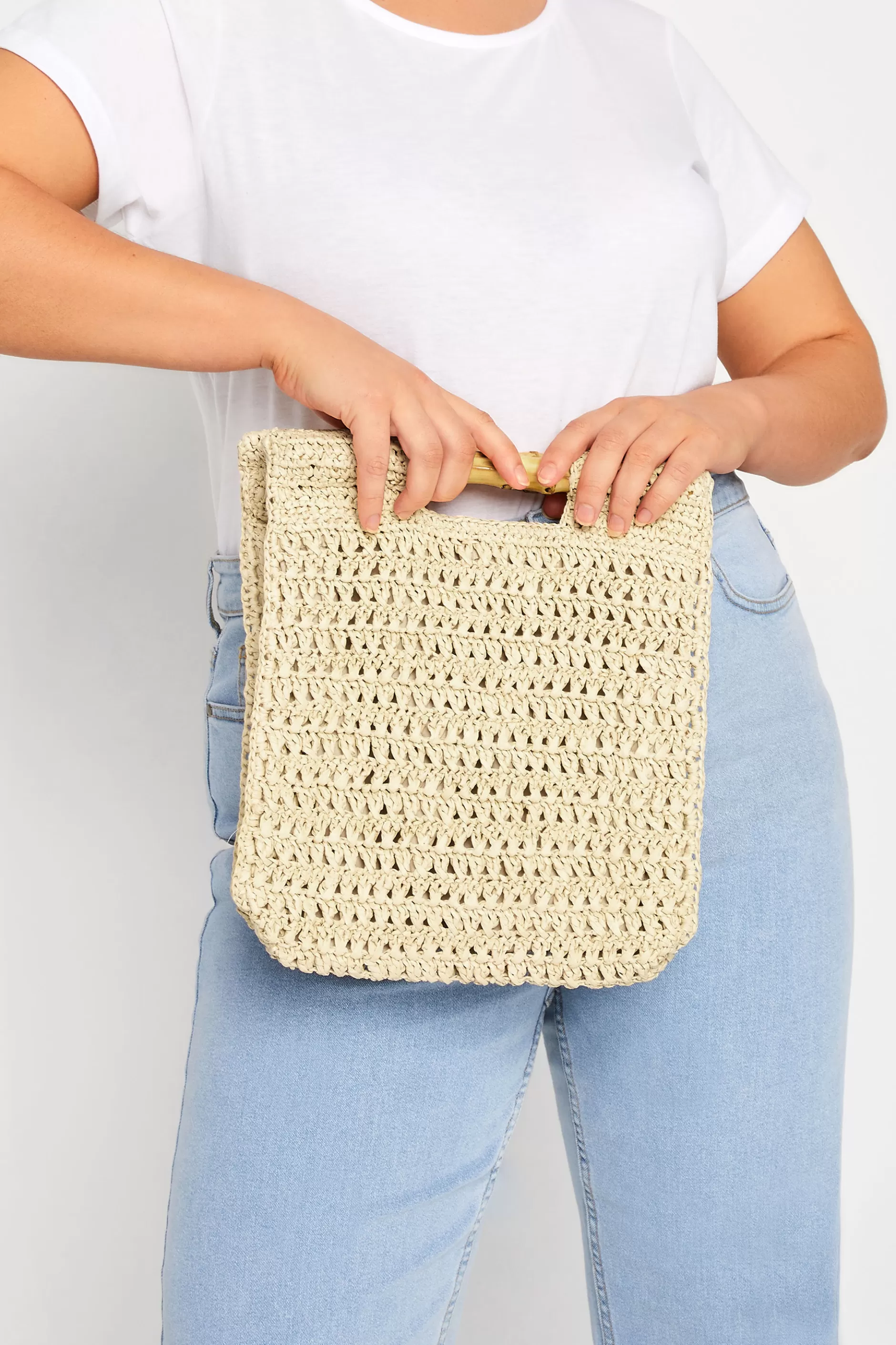 Women M&Co Bags>Yours Yours Natural Brown Crochet Bamboo Bag