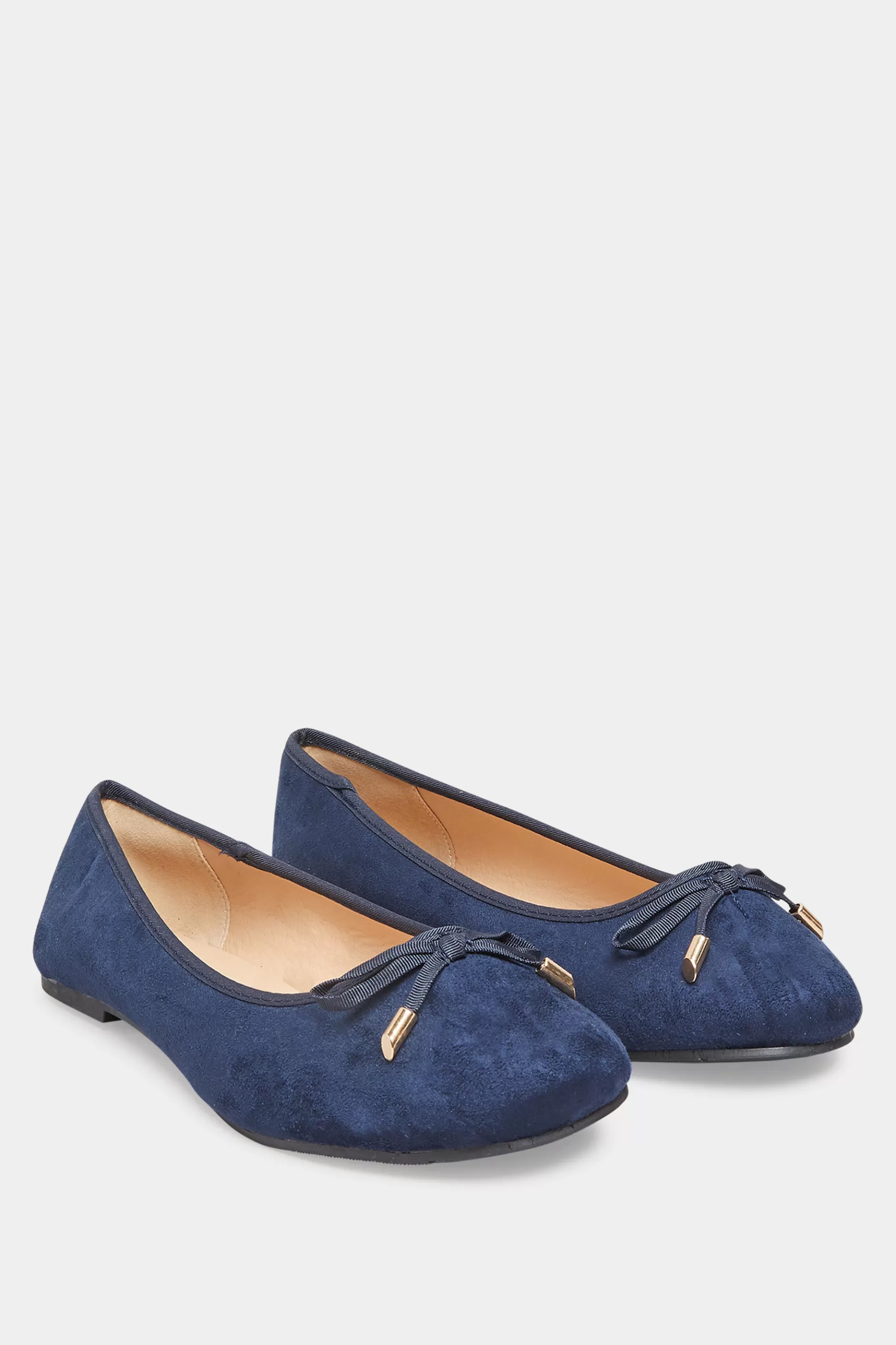 Women M&Co Flat Shoes>Yours Yours Navy Blue Ballerina Pumps In Wide E Fit & Extra Wide Eee Fit
